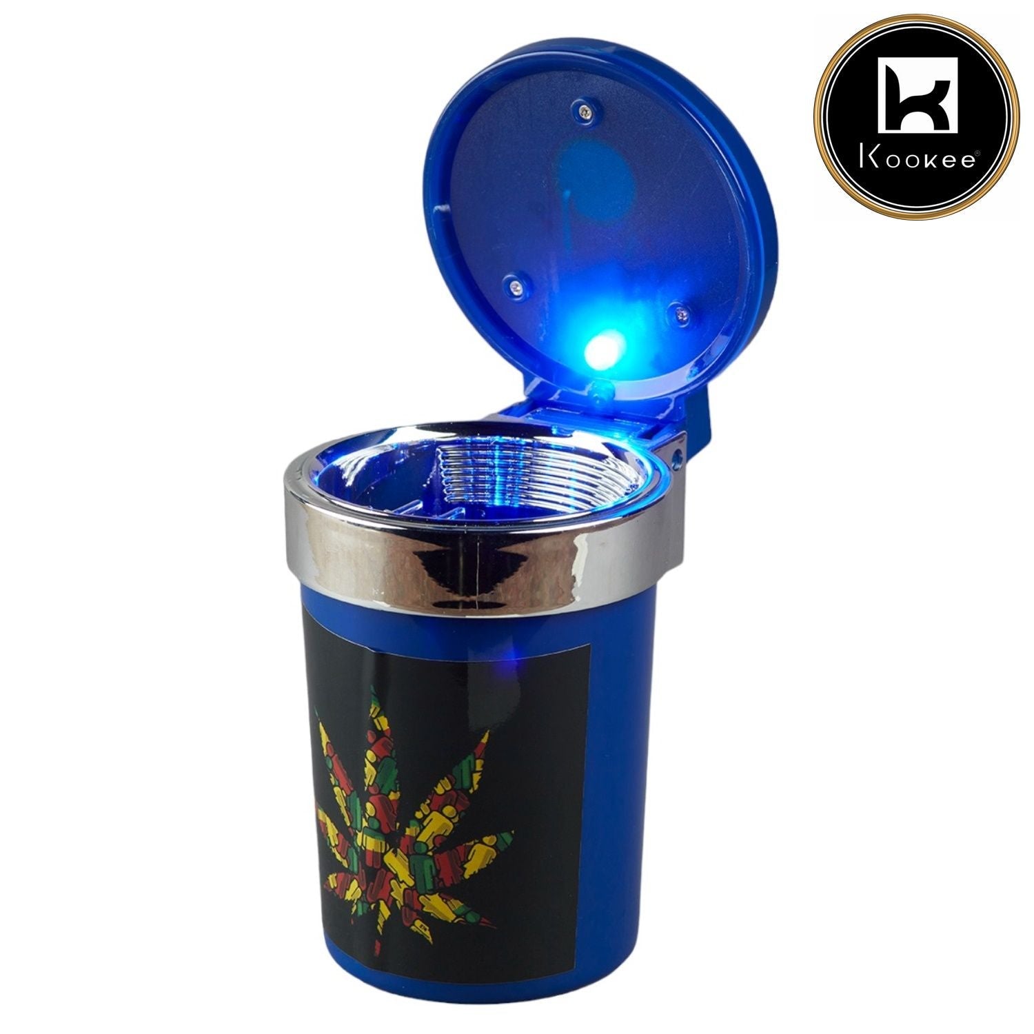 Kookee Plastic Car Ashtray Bucket with Lid and LED for Smokers (9785)