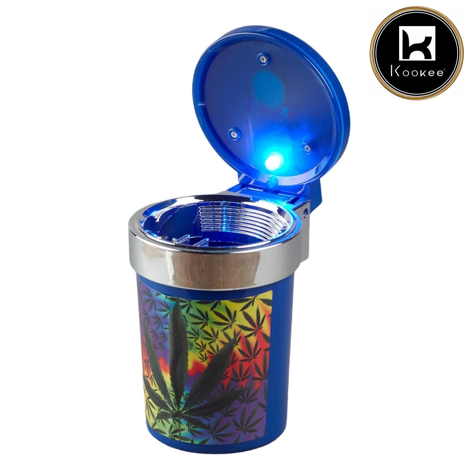 Kookee Plastic Car Ashtray Bucket with Lid and LED for Smokers (9786)