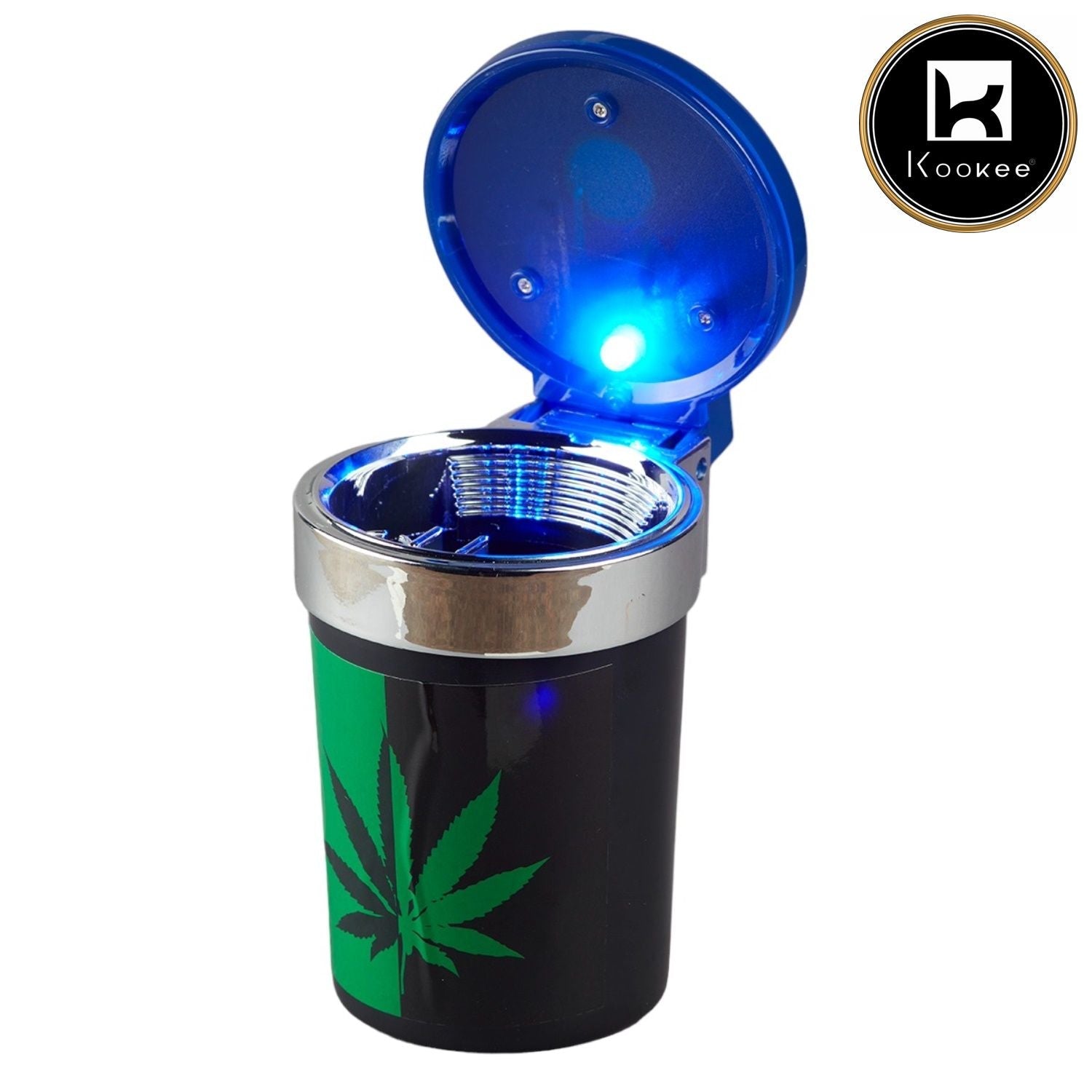 Kookee Plastic Car Ashtray Bucket with Lid and LED for Smokers (9787)
