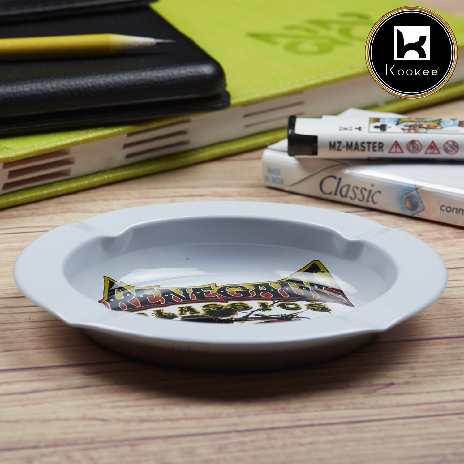 Metal Tin Printed Ashtray for Smokers, Light Weight (V-ASH-006-1)