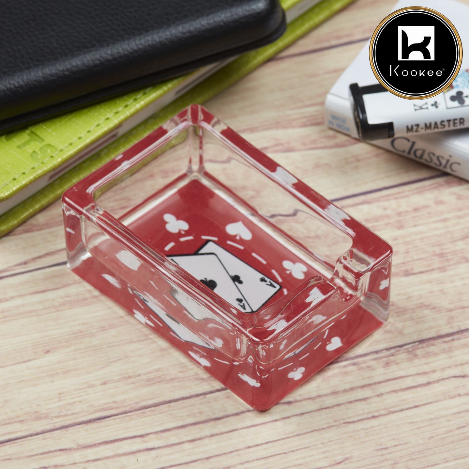 Glass Ashtray for Smokers, Printed, Rectangle (9825)