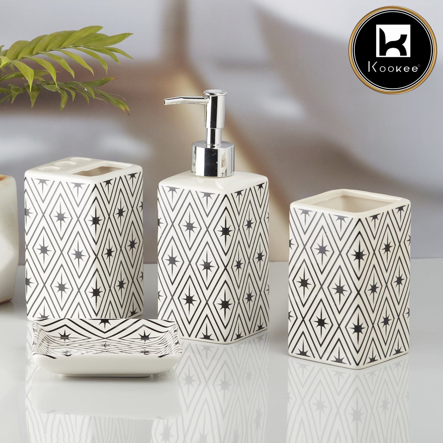 Kookee Ceramic Bathroom Sets, White, ART09843