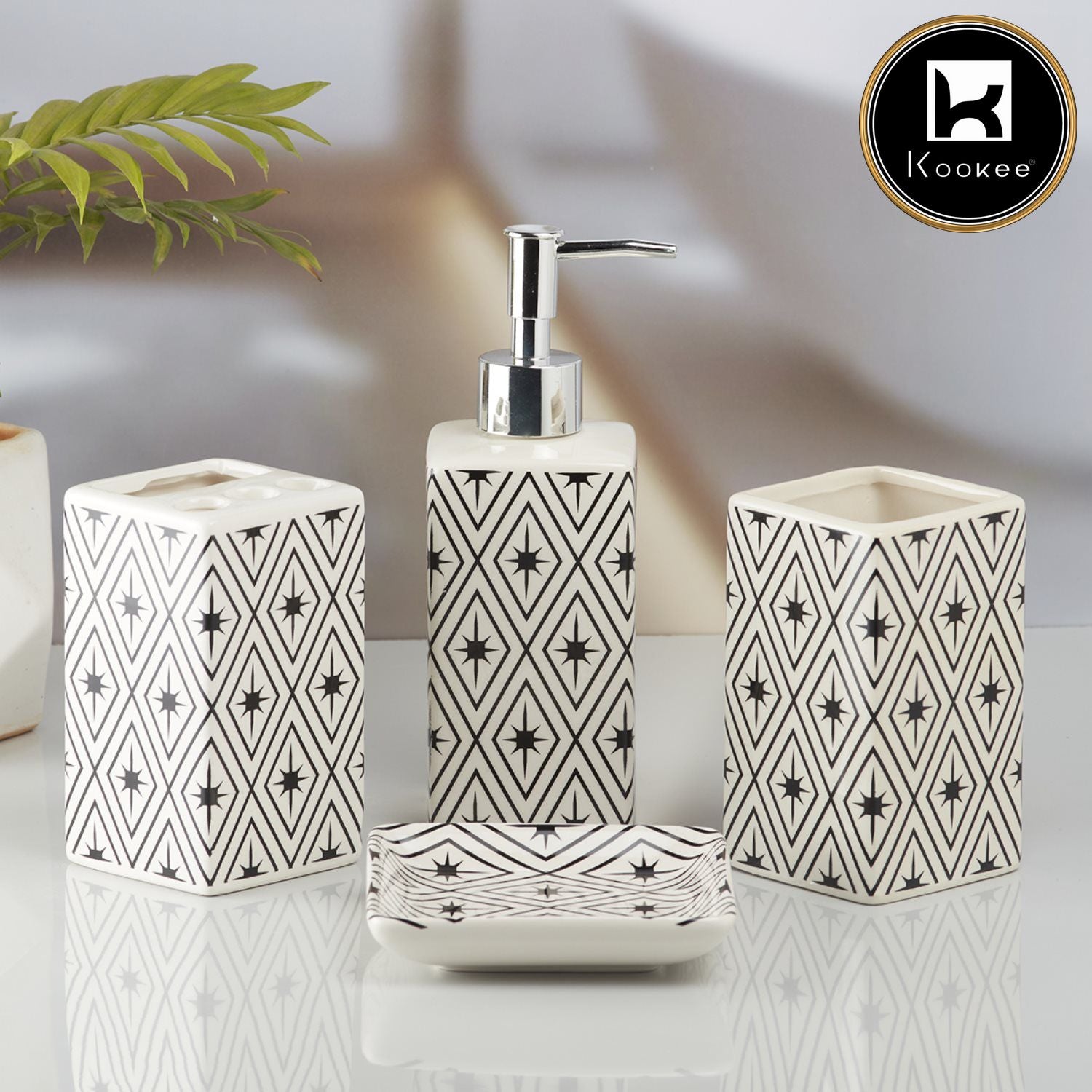 Kookee Ceramic Bathroom Sets, White, ART09843