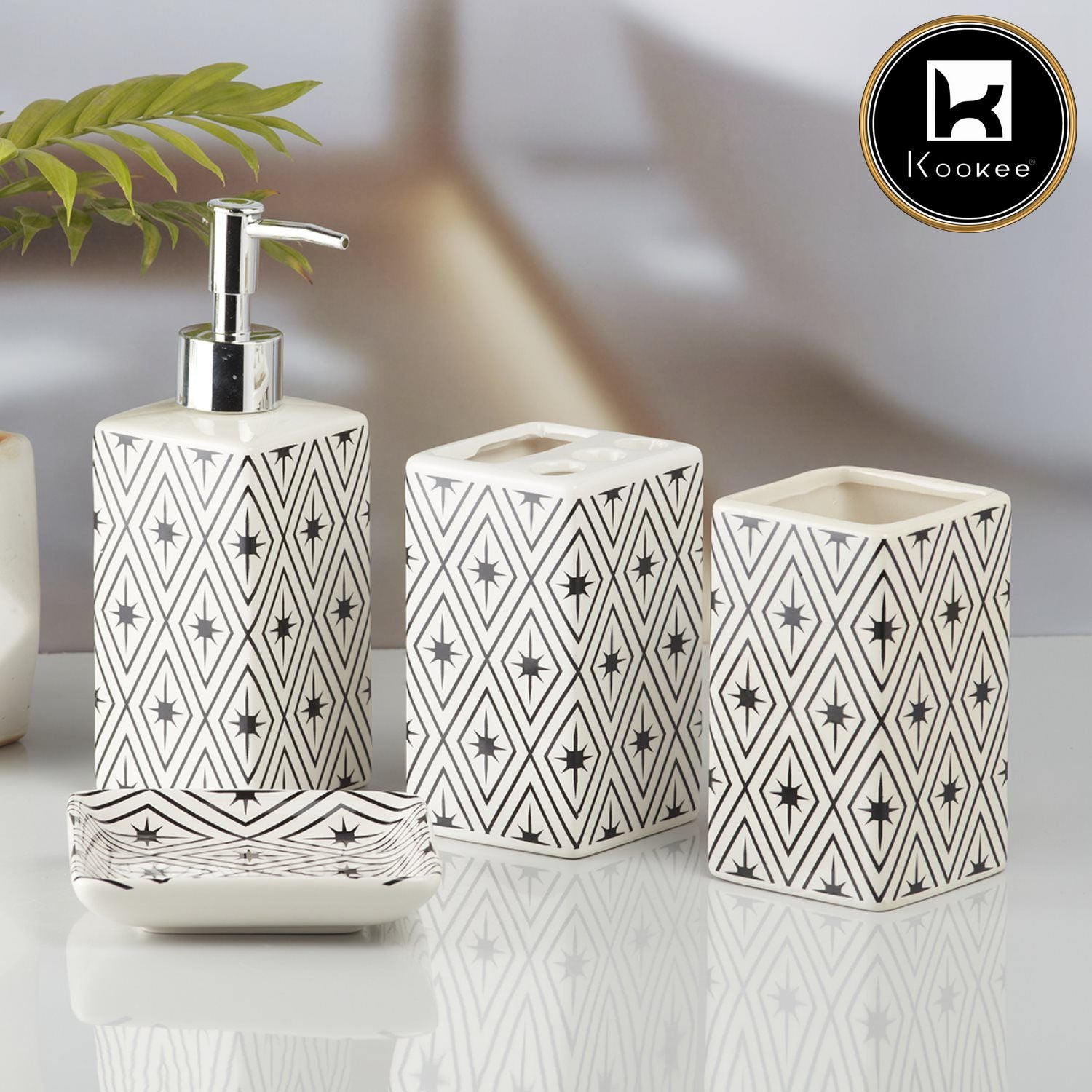 Kookee Ceramic Bathroom Sets, White, ART09843