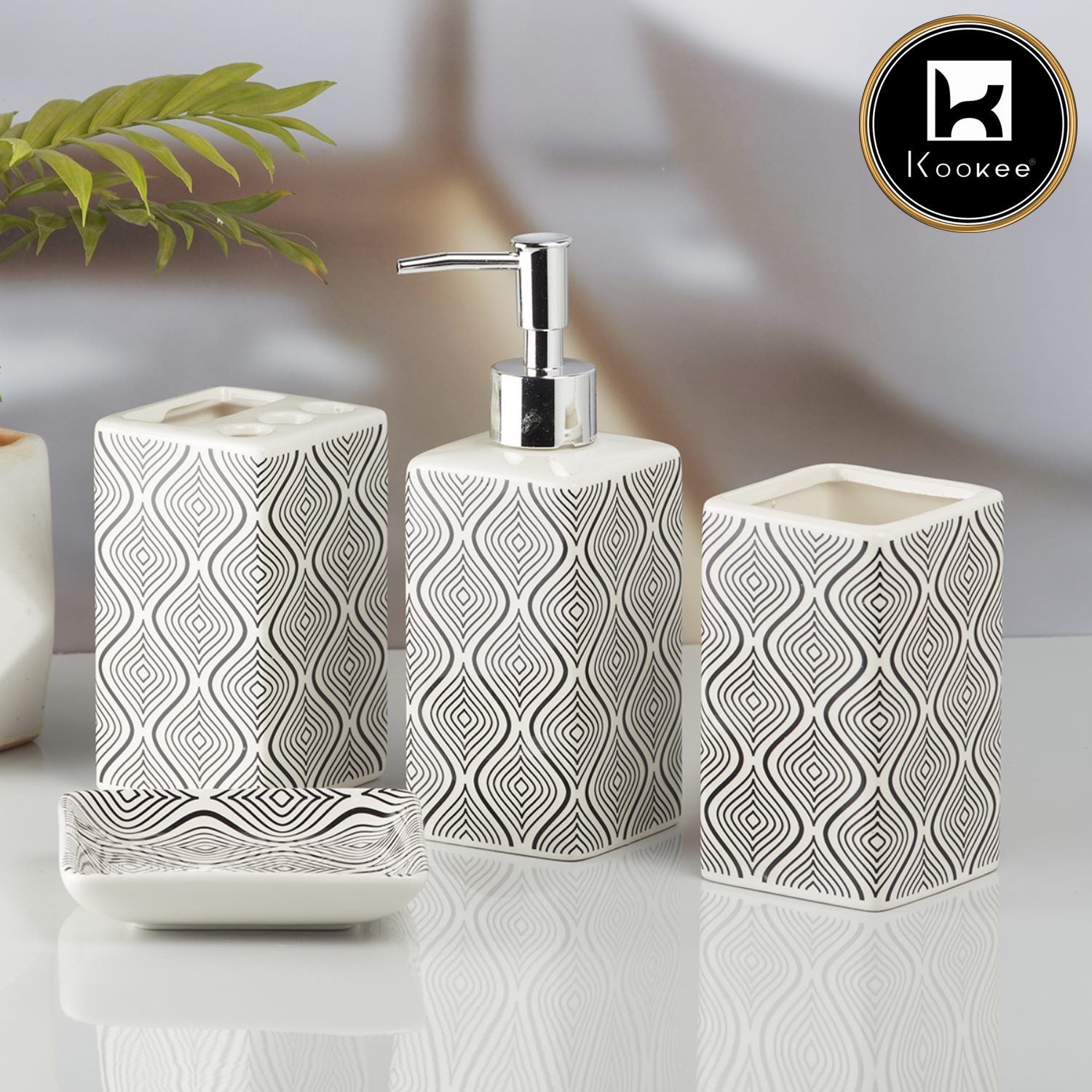 Kookee Ceramic Bathroom Sets, White, ART09844