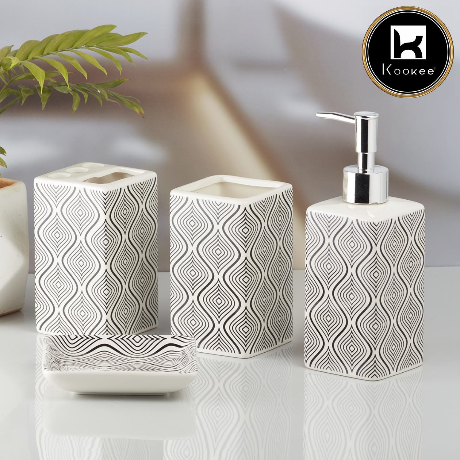 Kookee Ceramic Bathroom Sets, White, ART09844