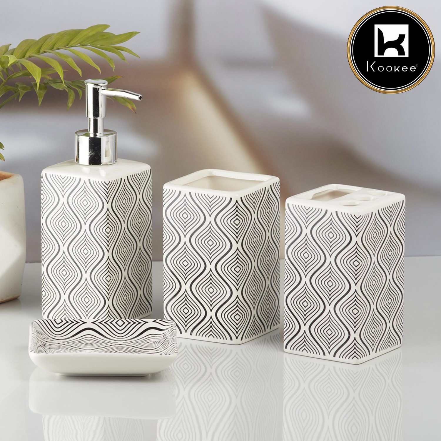 Kookee Ceramic Bathroom Sets, White, ART09844