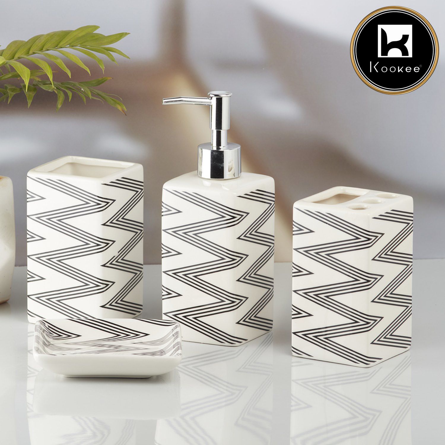 Kookee Ceramic Bathroom Sets, White, ART09845