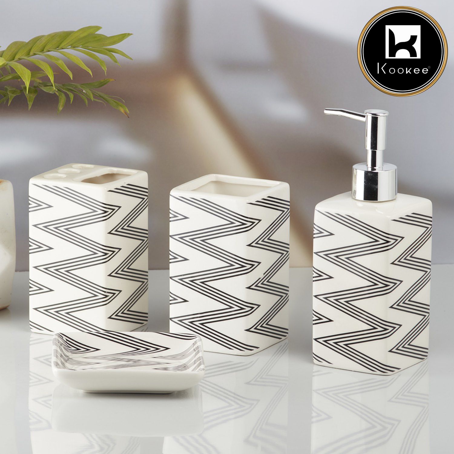 Kookee Ceramic Bathroom Sets, White, ART09845