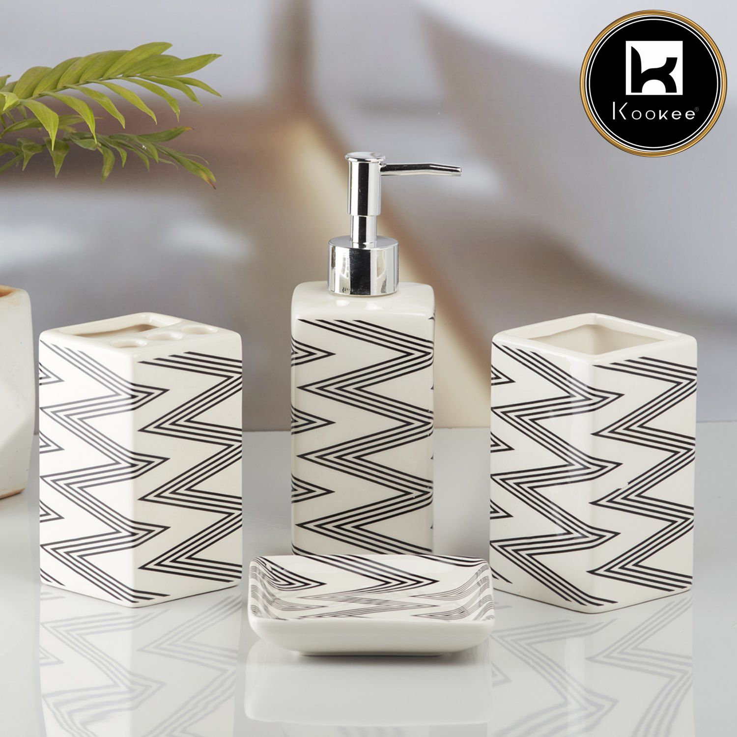 Kookee Ceramic Bathroom Sets, White, ART09845