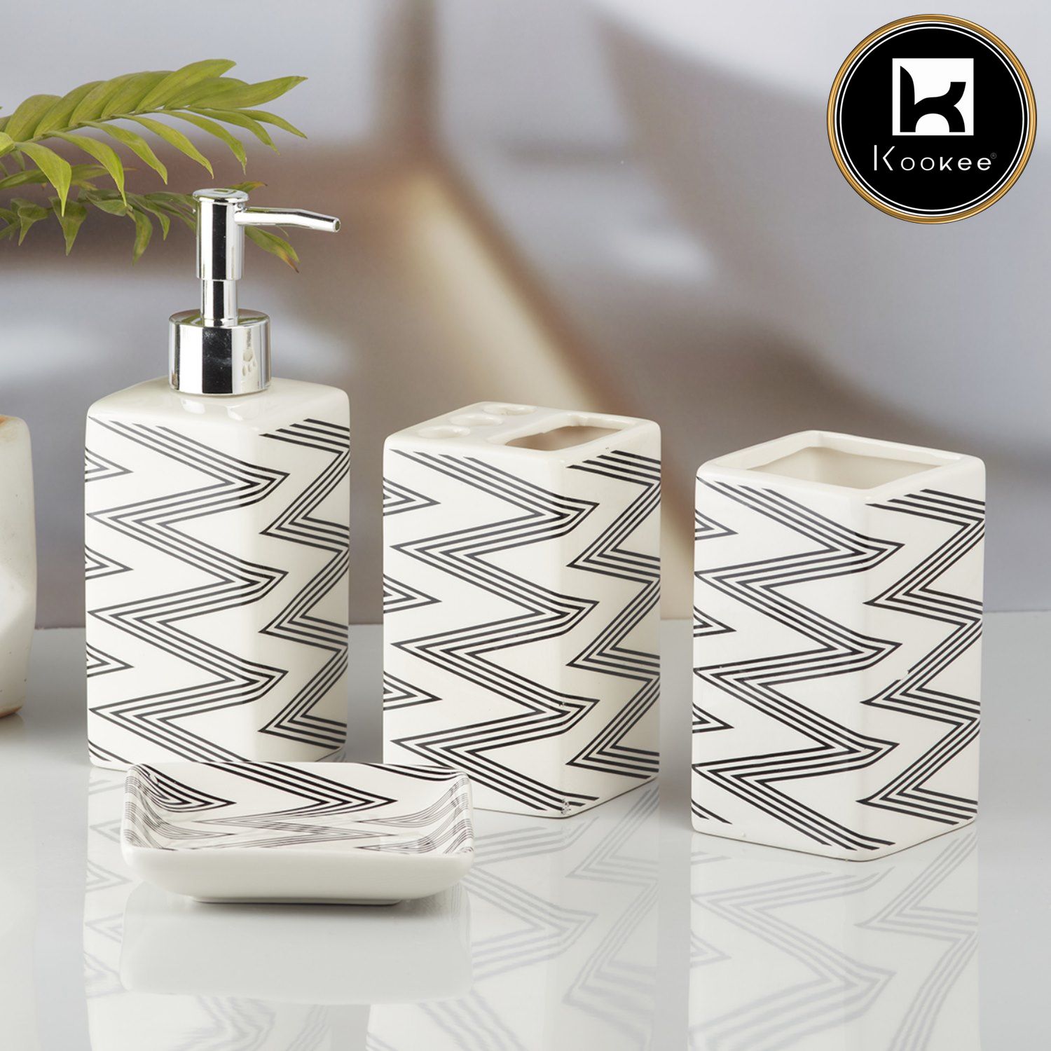 Kookee Ceramic Bathroom Sets, White, ART09845