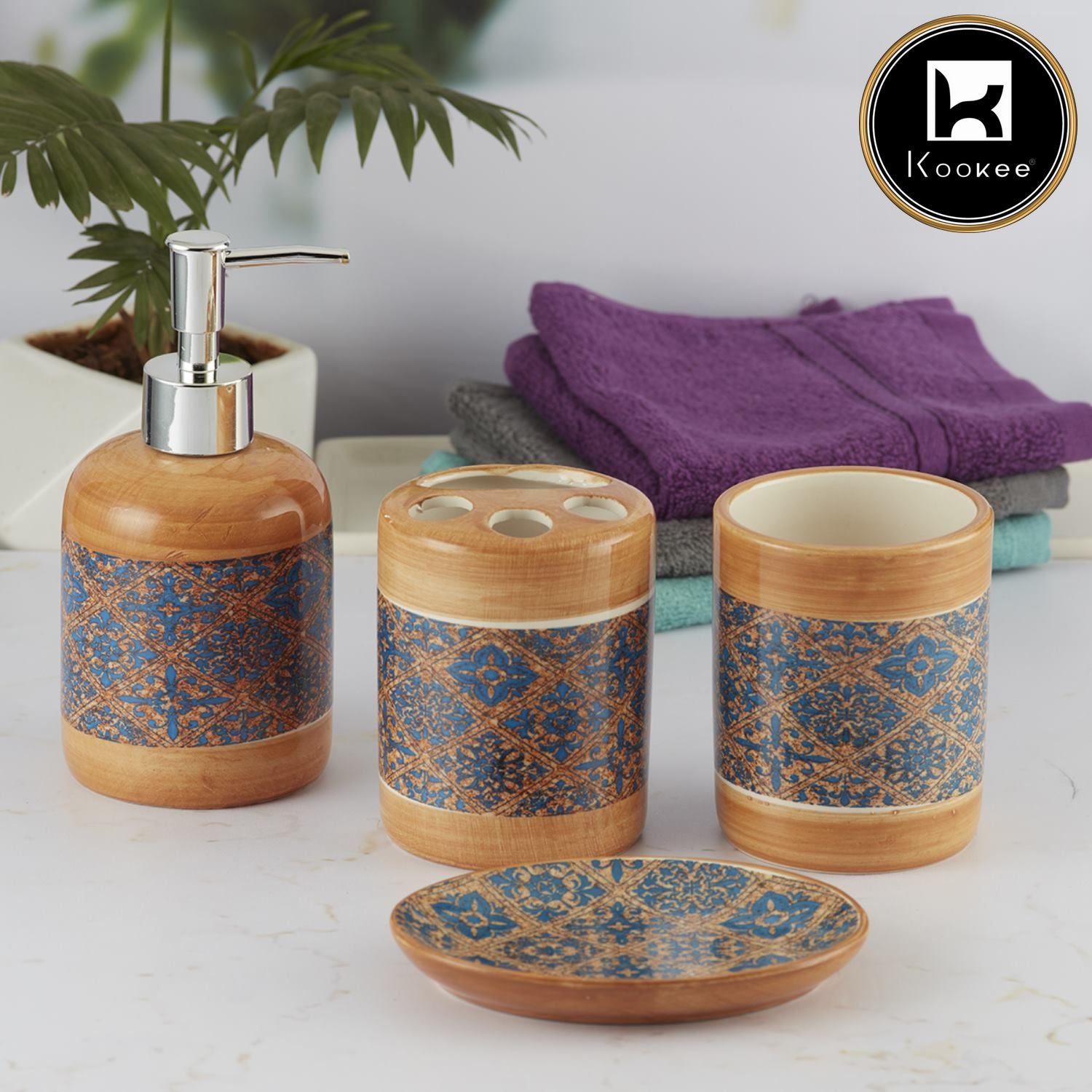 Kookee Ceramic Bathroom Sets, Orange, ART09859