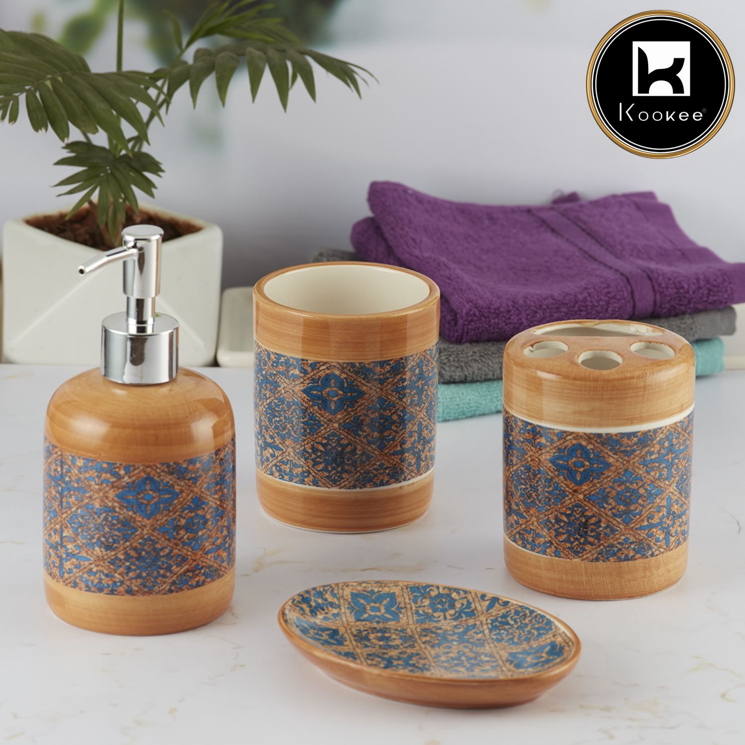 Kookee Ceramic Bathroom Sets, Orange, ART09859