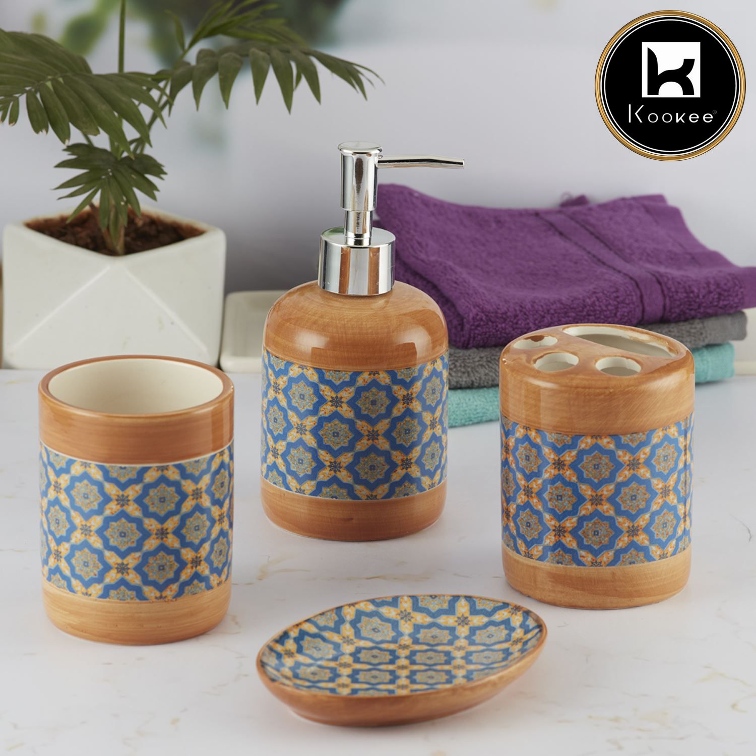 Kookee Ceramic Bathroom Sets, Orange, ART09860