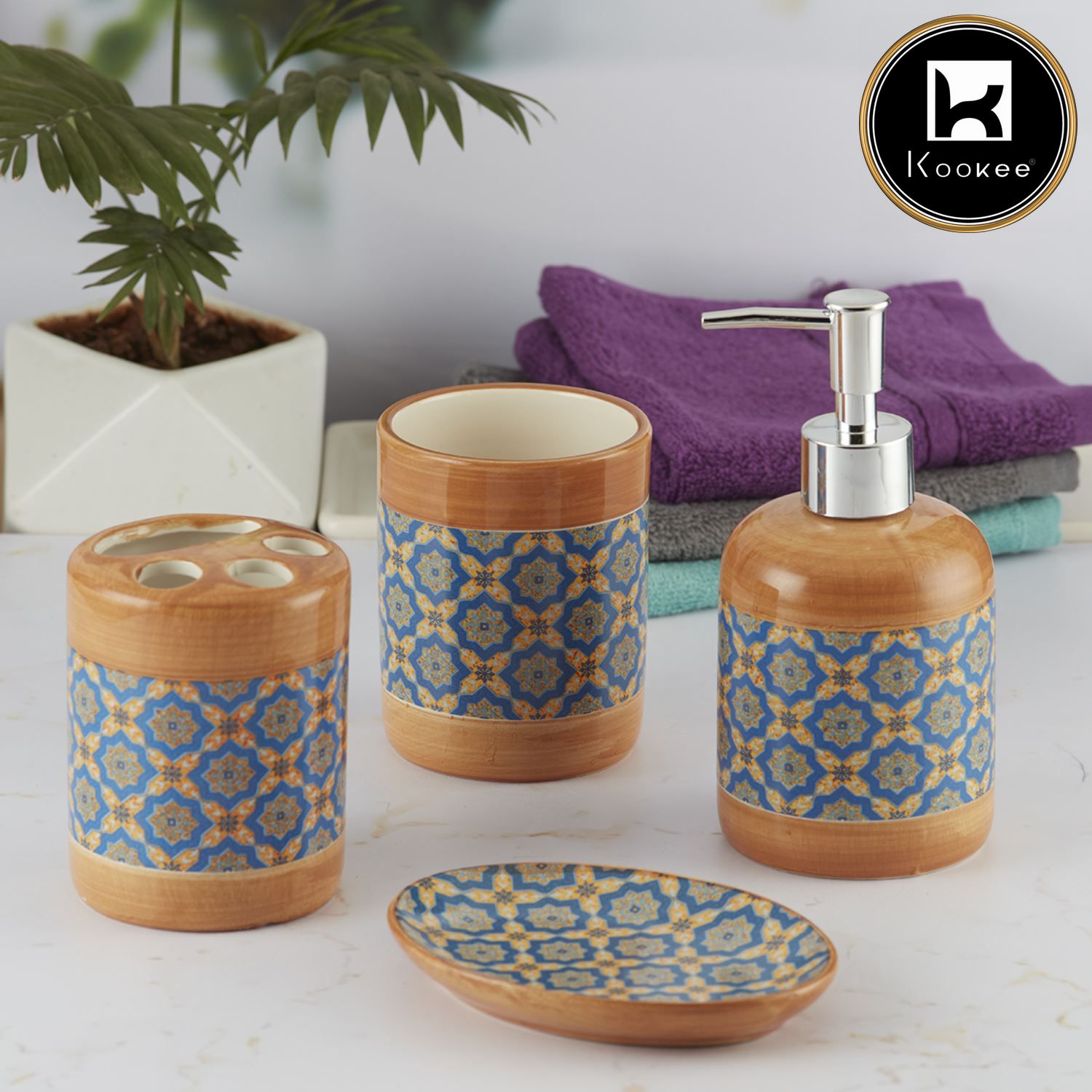 Kookee Ceramic Bathroom Sets, Orange, ART09860