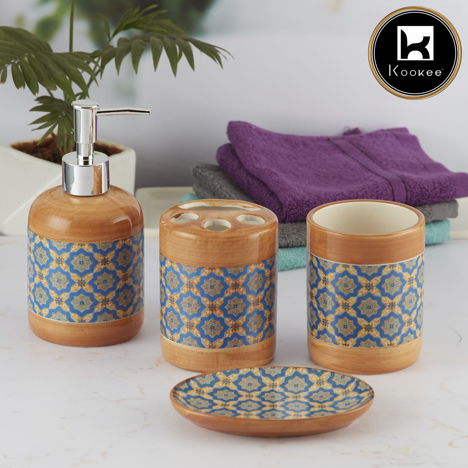 Kookee Ceramic Bathroom Sets, Orange, ART09860