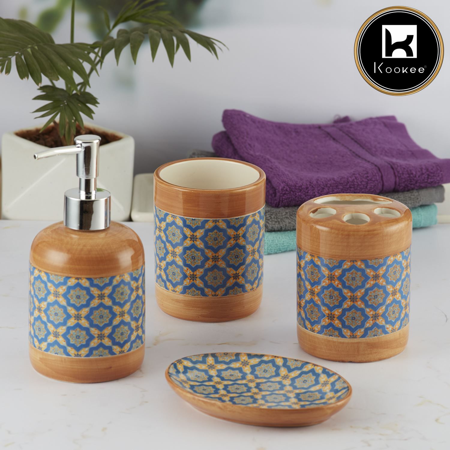 Kookee Ceramic Bathroom Sets, Orange, ART09860