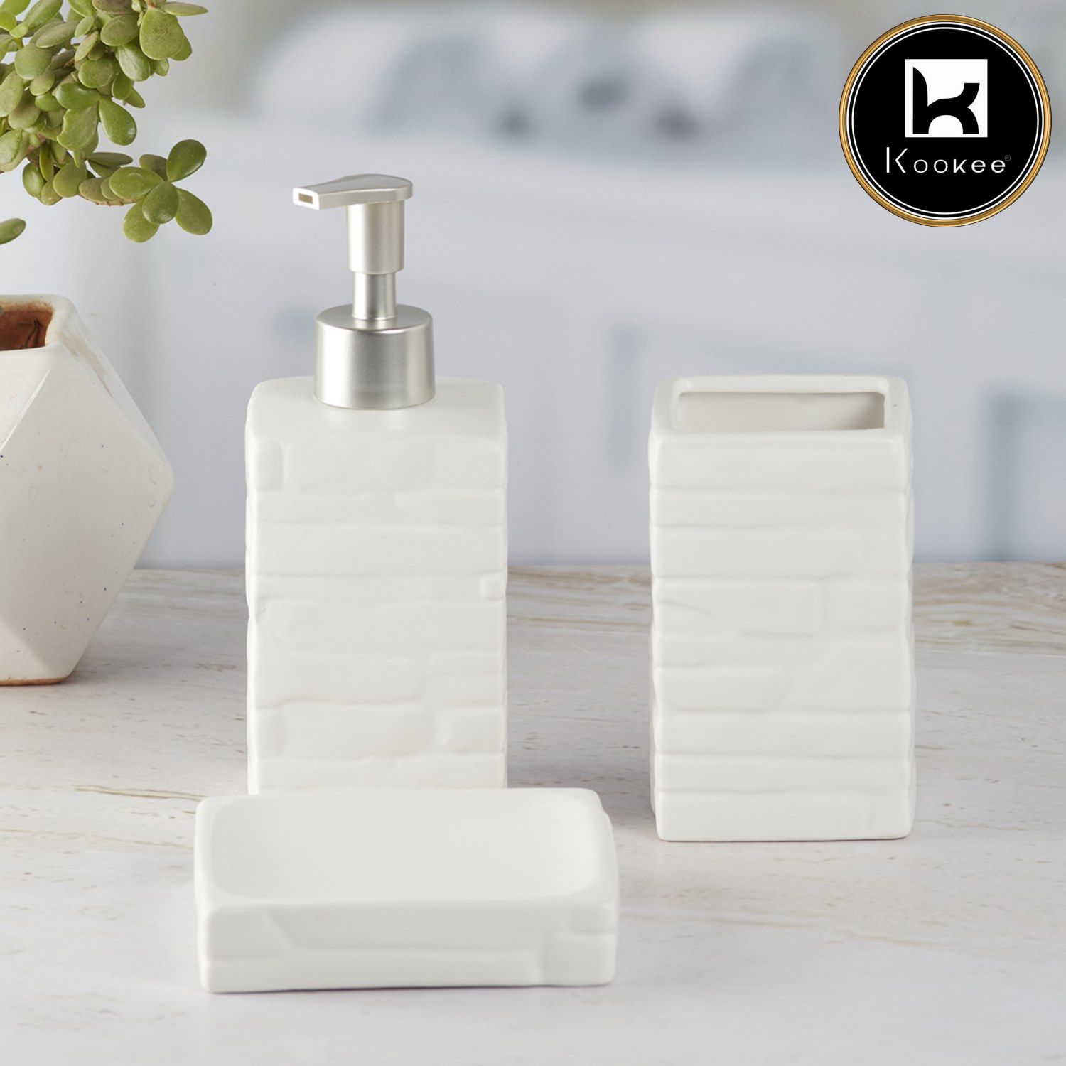 Kookee Ceramic Bathroom Sets, White, ART09869