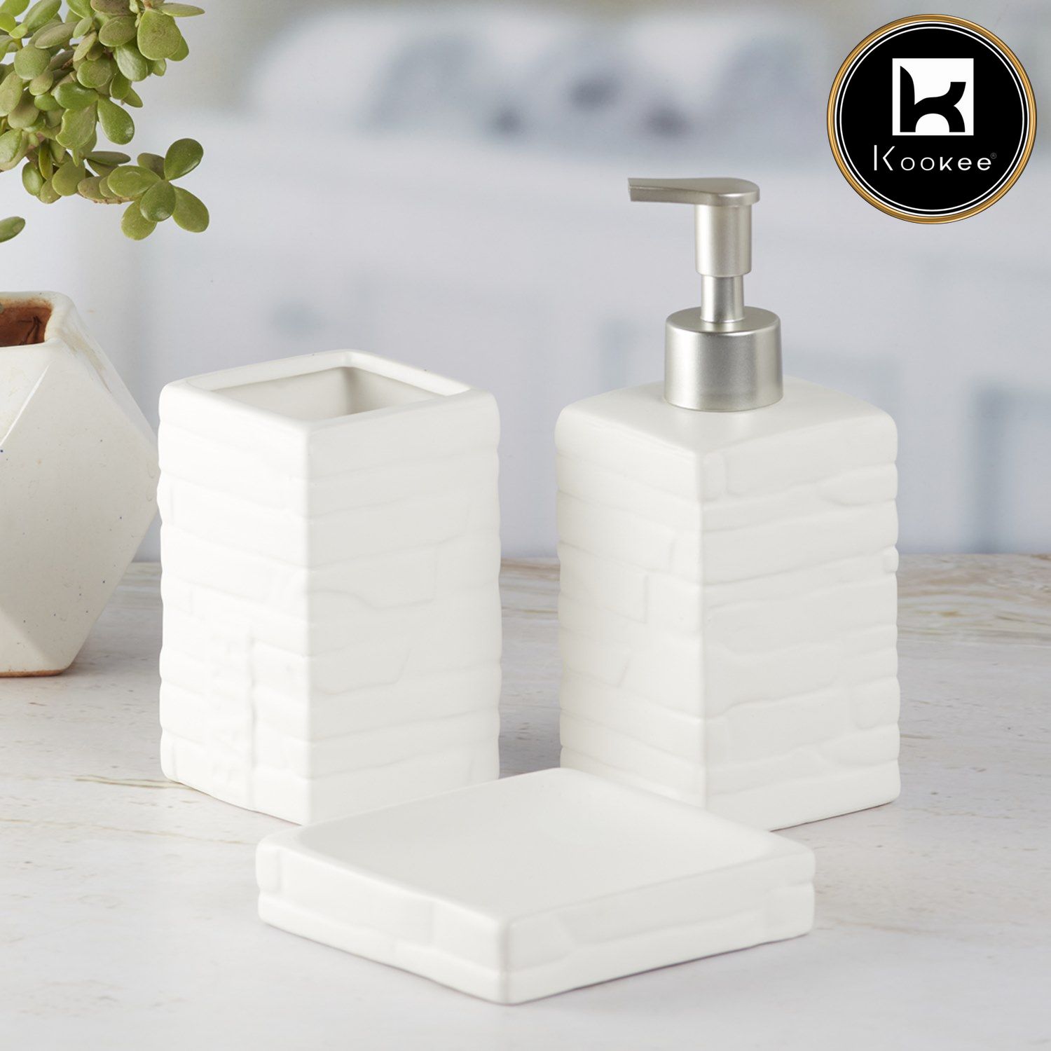 Kookee Ceramic Bathroom Sets, White, ART09869