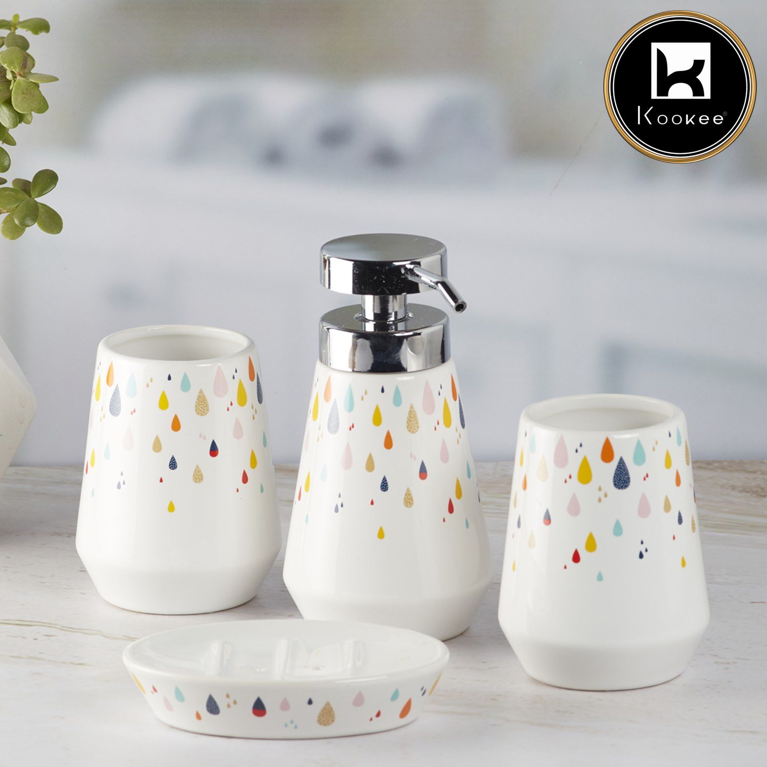 Kookee Ceramic Bathroom Sets, White, ART09871
