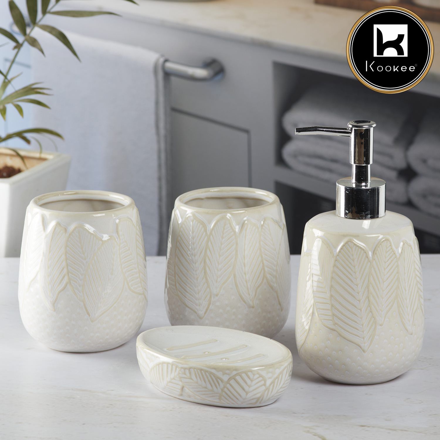 Kookee Ceramic Bathroom Sets, Off White, ART09885