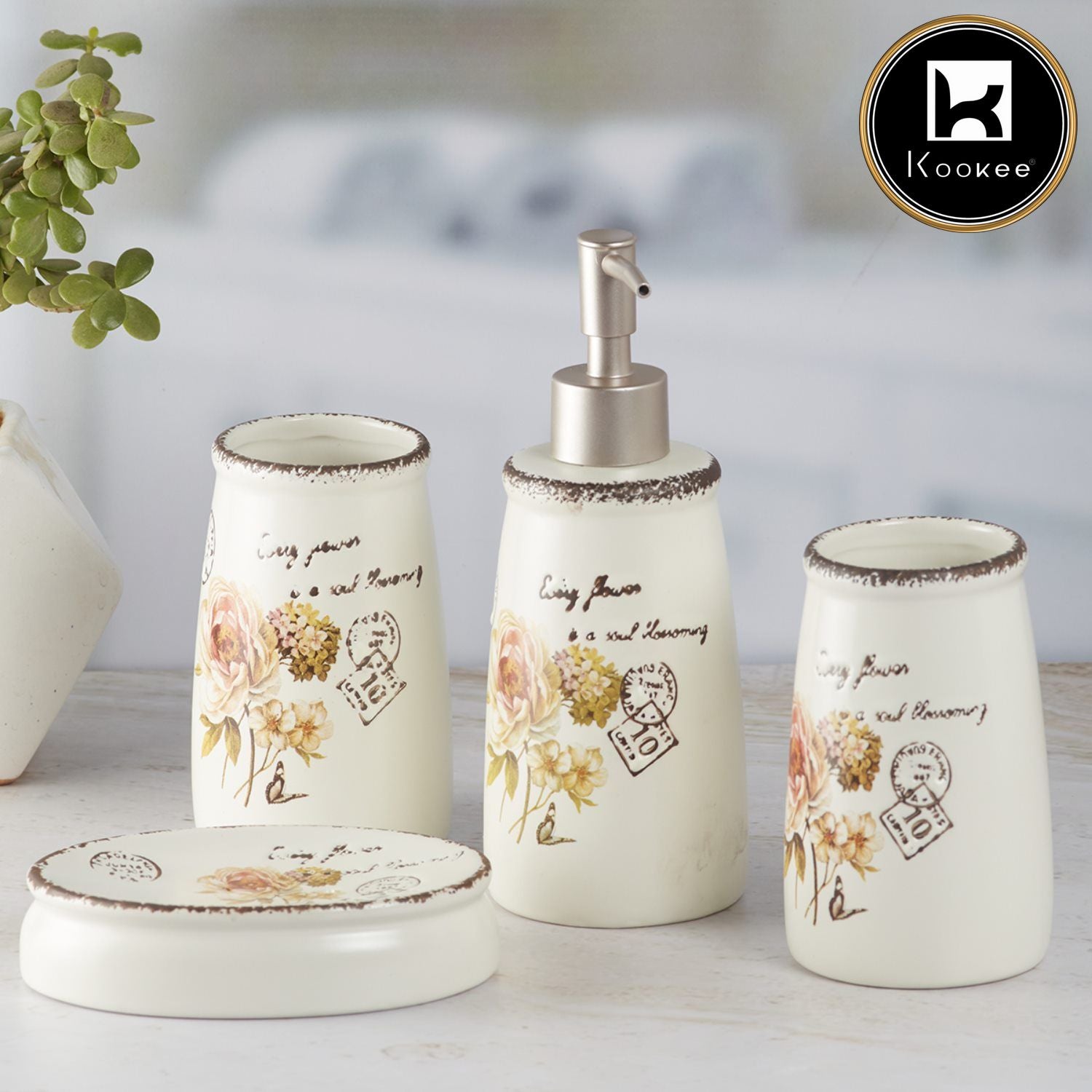 Kookee Ceramic Bathroom Sets, Beige, ART09889