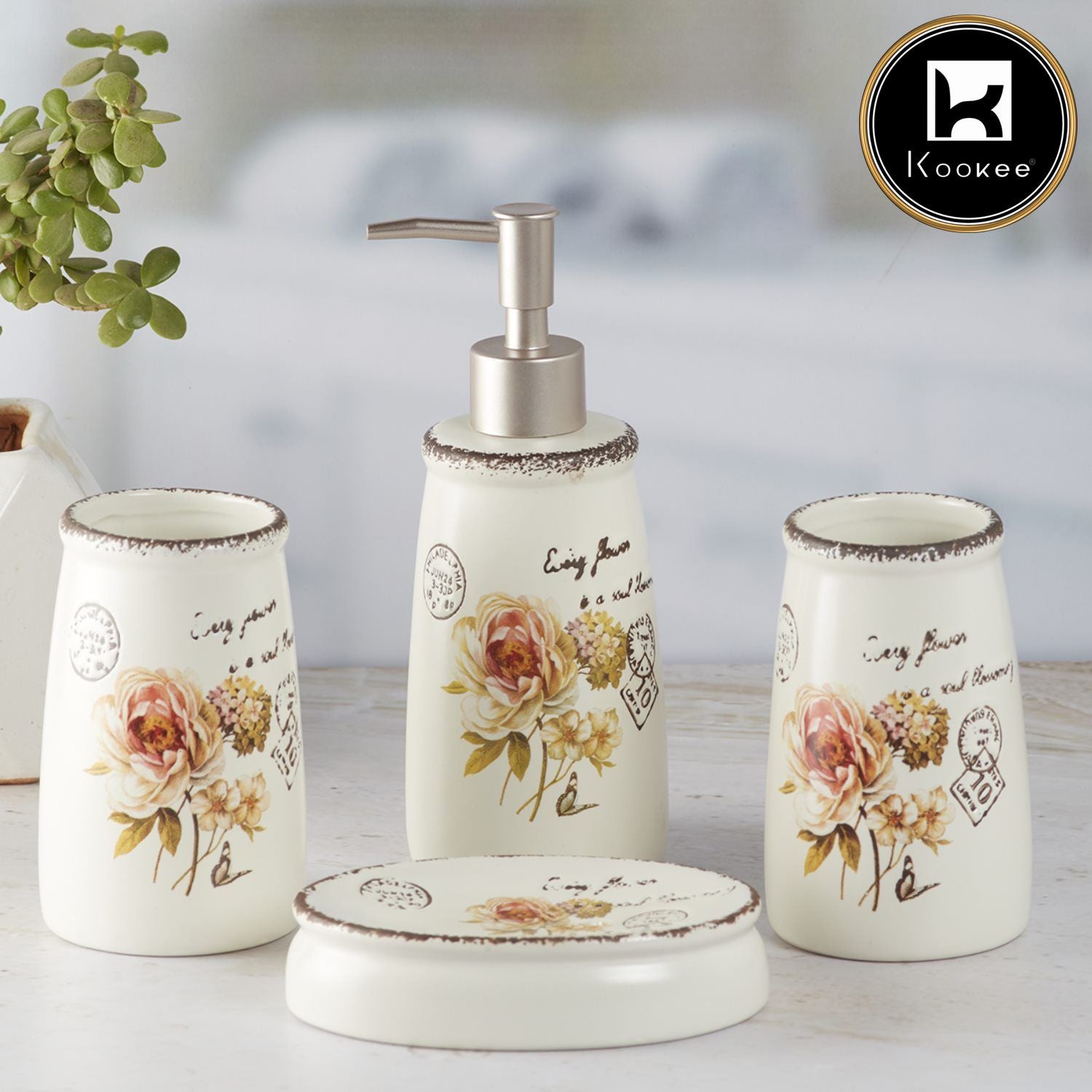 Kookee Ceramic Bathroom Sets, Beige, ART09889