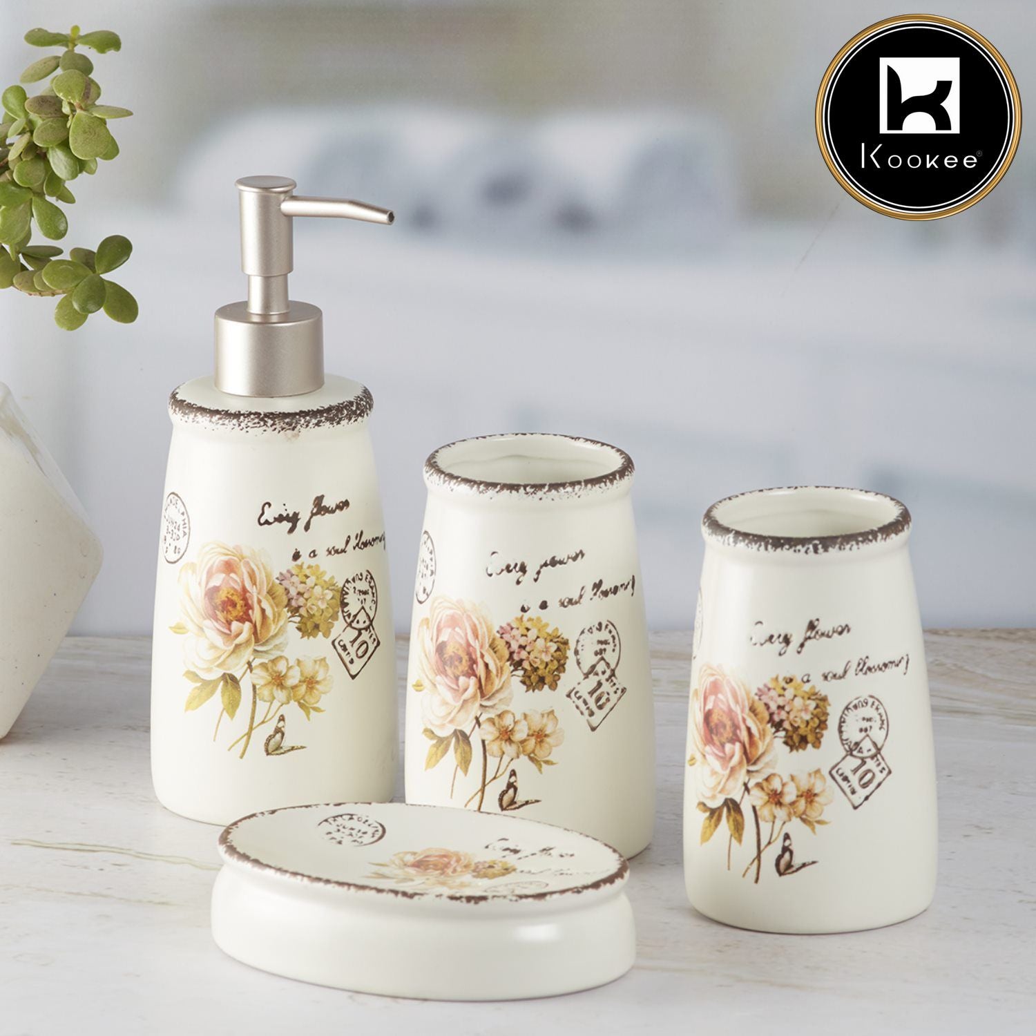 Kookee Ceramic Bathroom Sets, Beige, ART09889