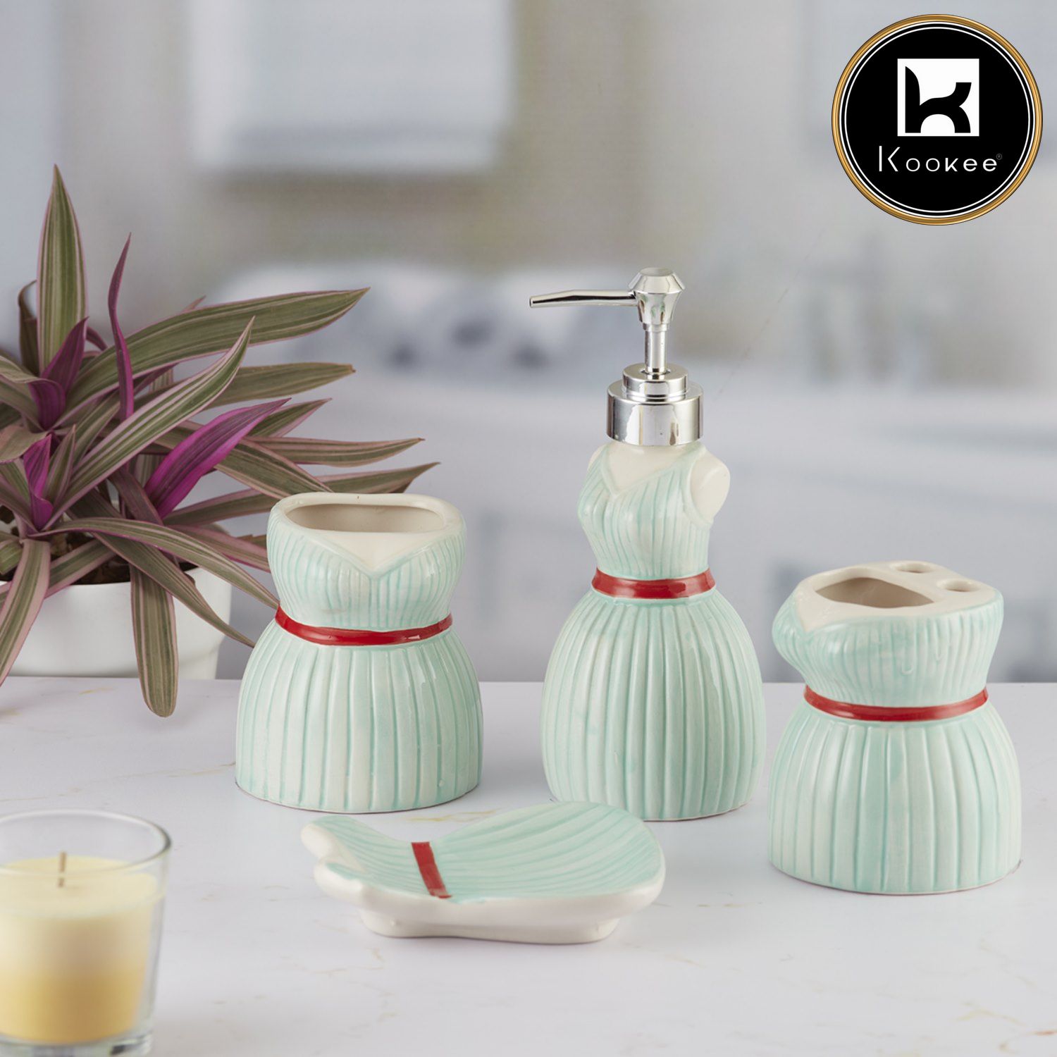 Kookee Ceramic Bathroom Sets, Blue, ART09894