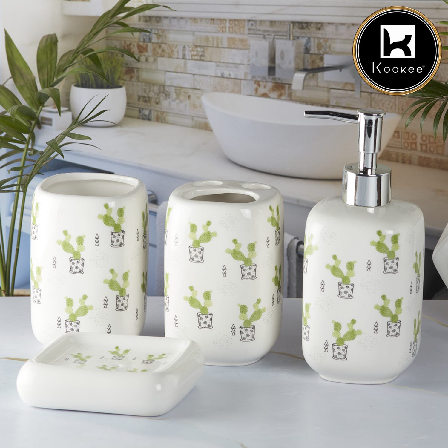 Kookee Ceramic Bathroom Sets, White, ART09902