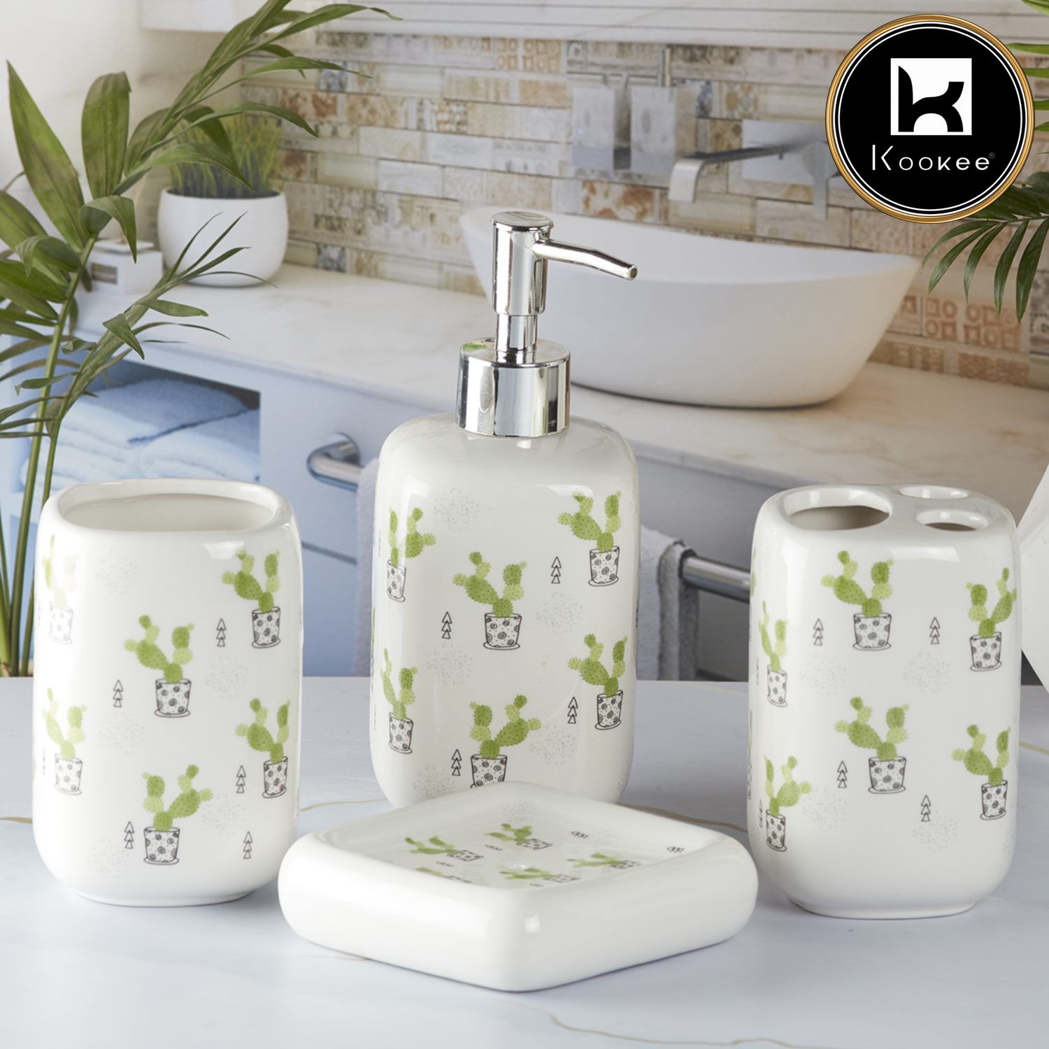 Kookee Ceramic Bathroom Sets, White, ART09902