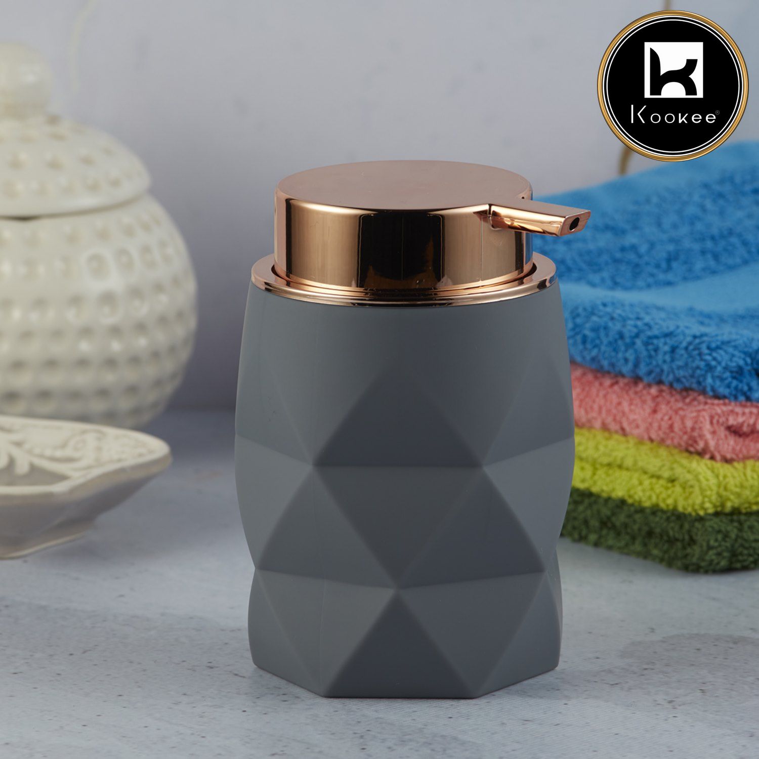 Kookee Acrylic Soap Dispensers, Grey, ART09906