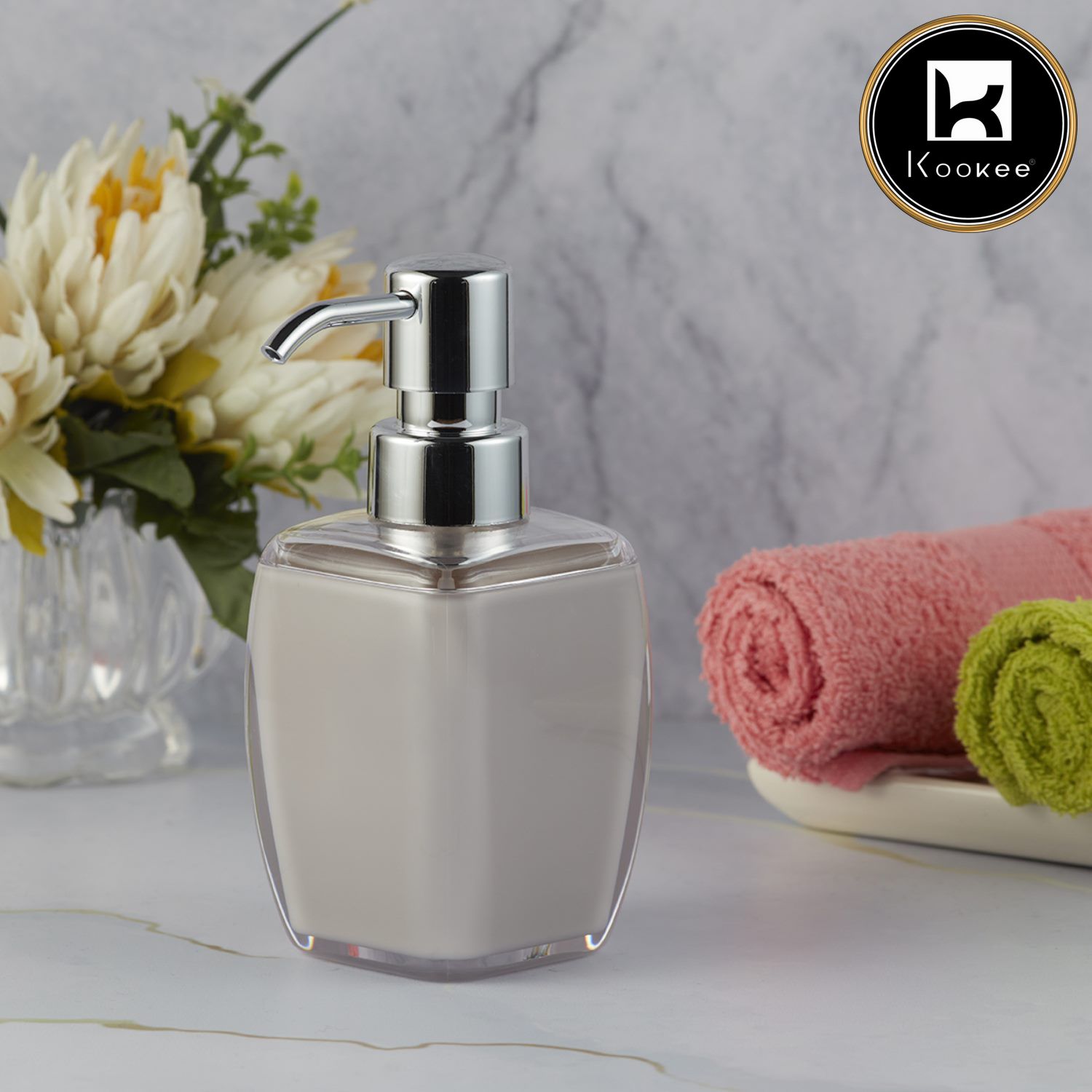 Kookee Acrylic Soap Dispensers, Beige, ART09919