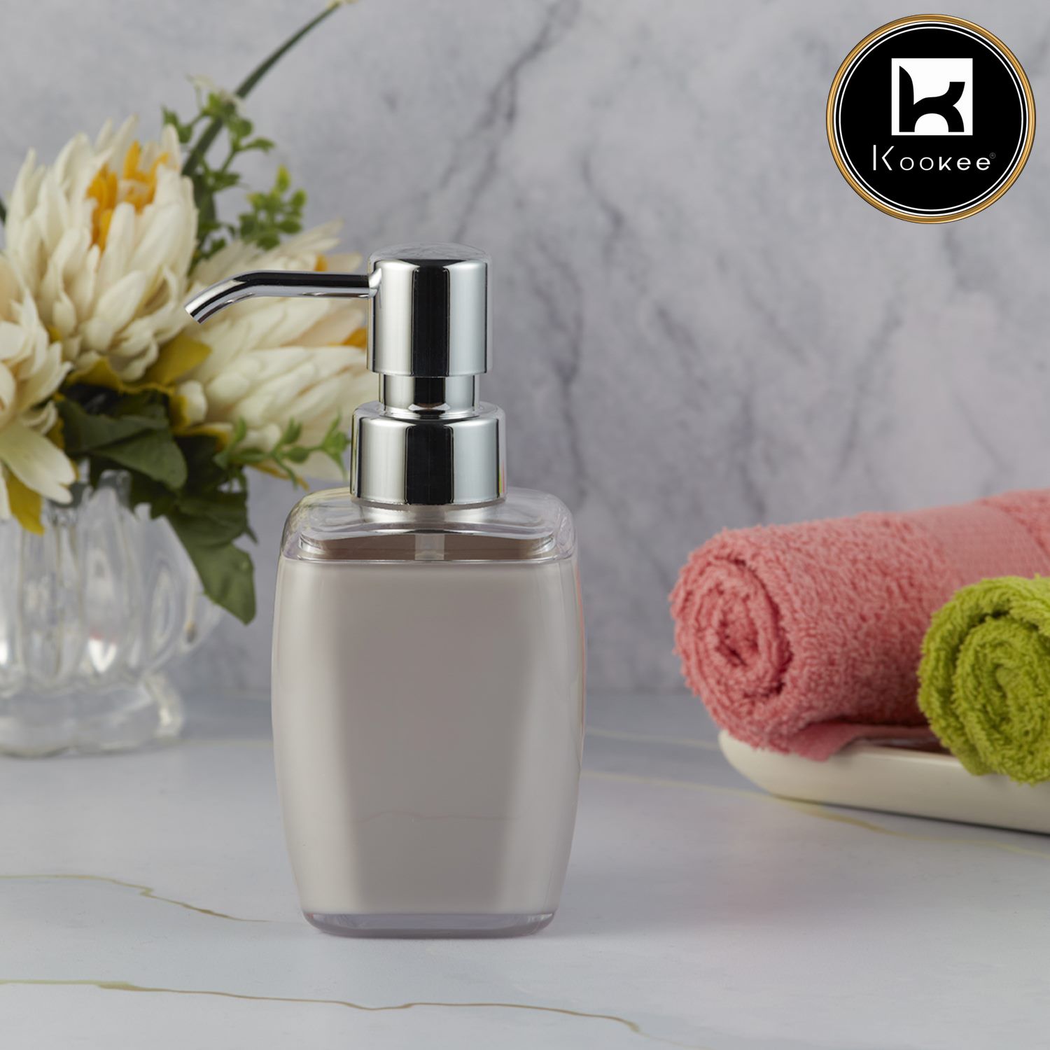 Kookee Acrylic Soap Dispensers, Beige, ART09919