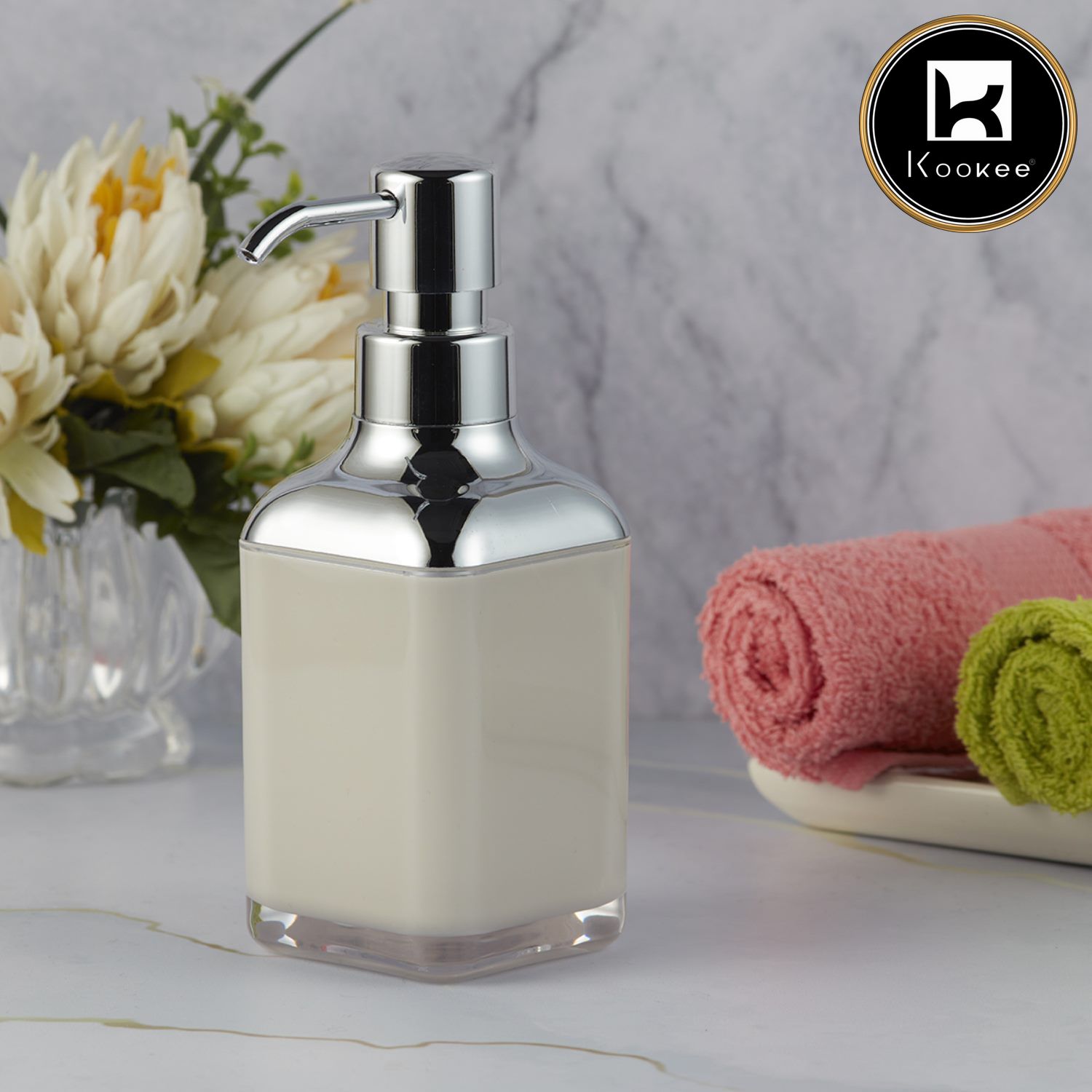 Kookee Acrylic Soap Dispensers, Beige, ART09921