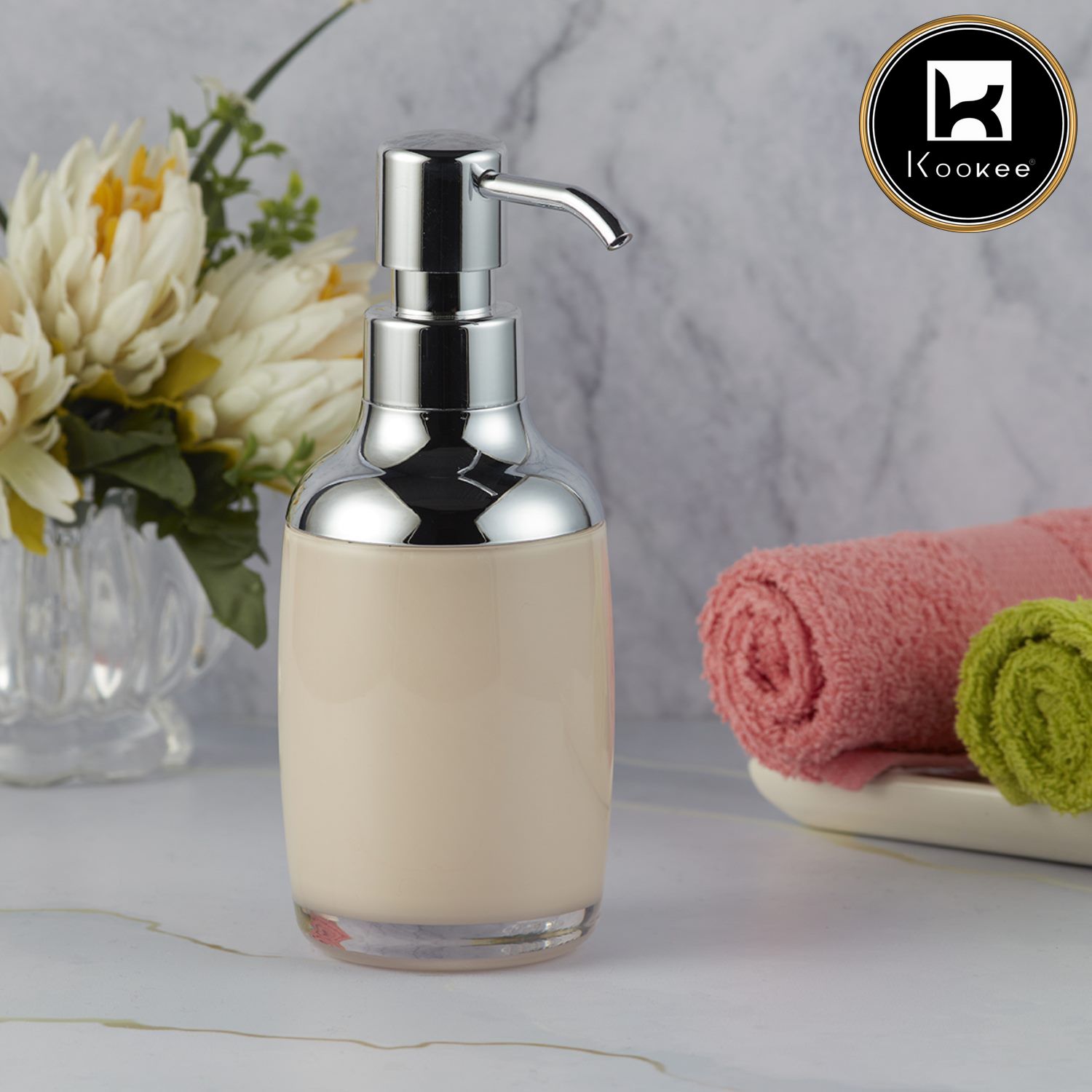 Kookee Acrylic Soap Dispensers, Beige, ART09933