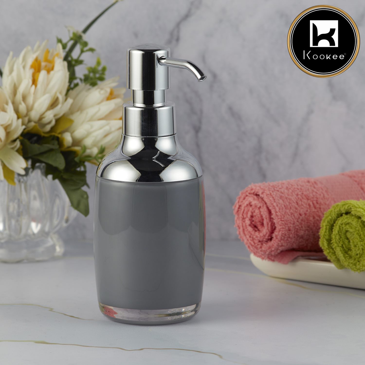 Kookee Acrylic Soap Dispensers, Grey, ART09934