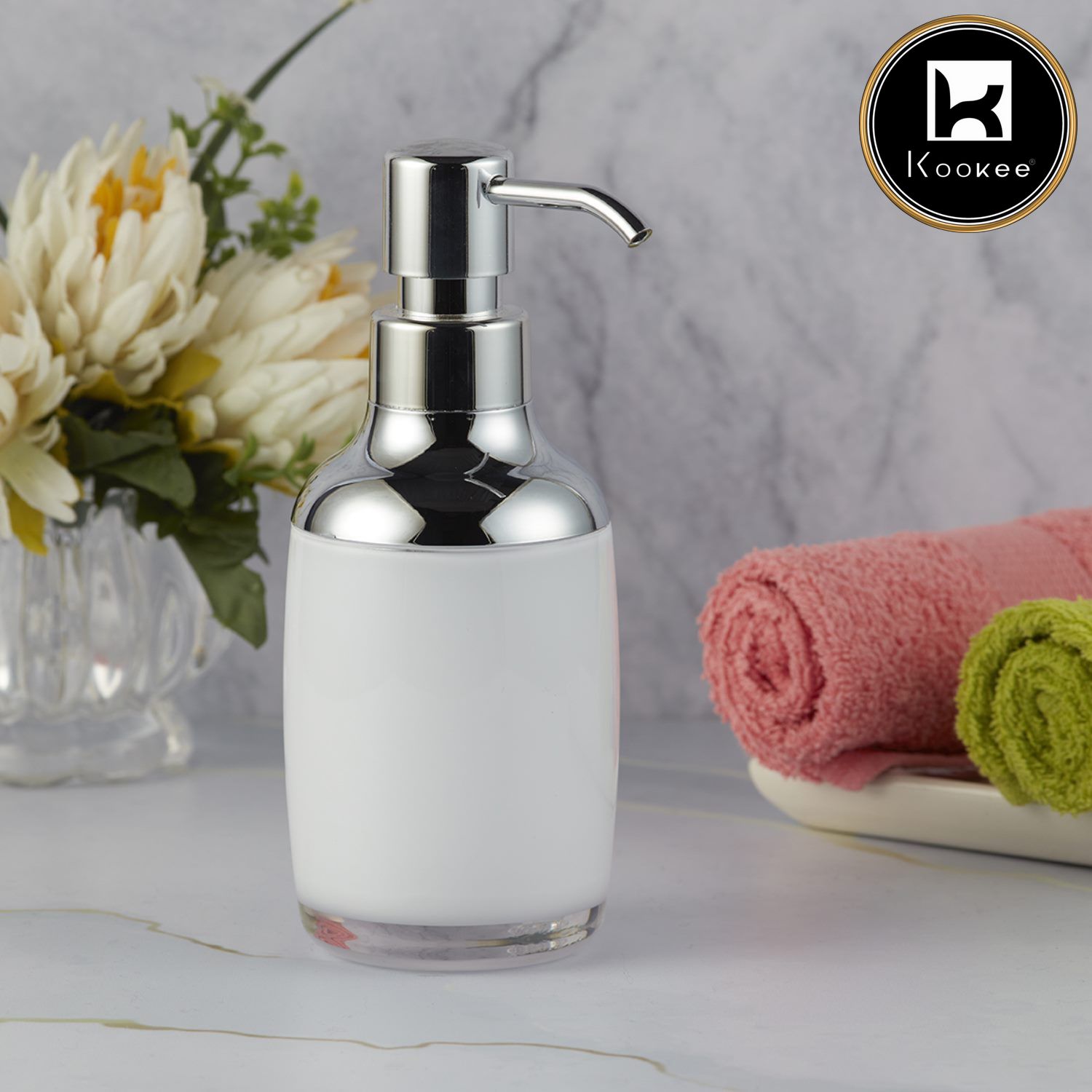 Kookee Acrylic Soap Dispensers, White, ART09935
