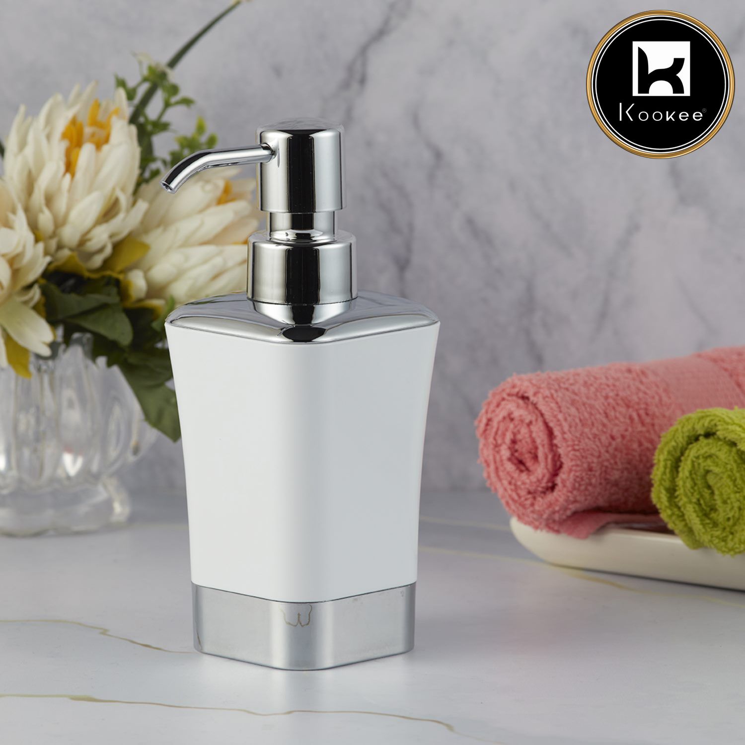 Kookee Acrylic Soap Dispensers, White, ART09947