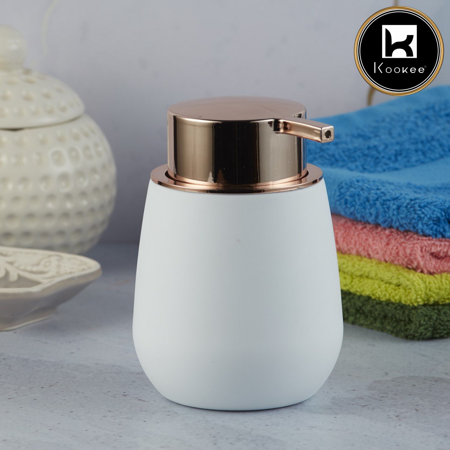 Kookee Acrylic Soap Dispensers, White, ART09960