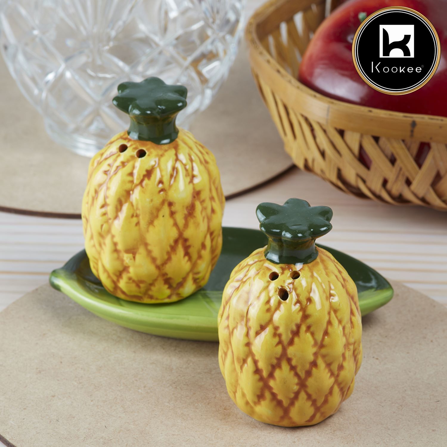 Ceramic Salt Pepper Container Set with tray (V-SALT-011-4)
