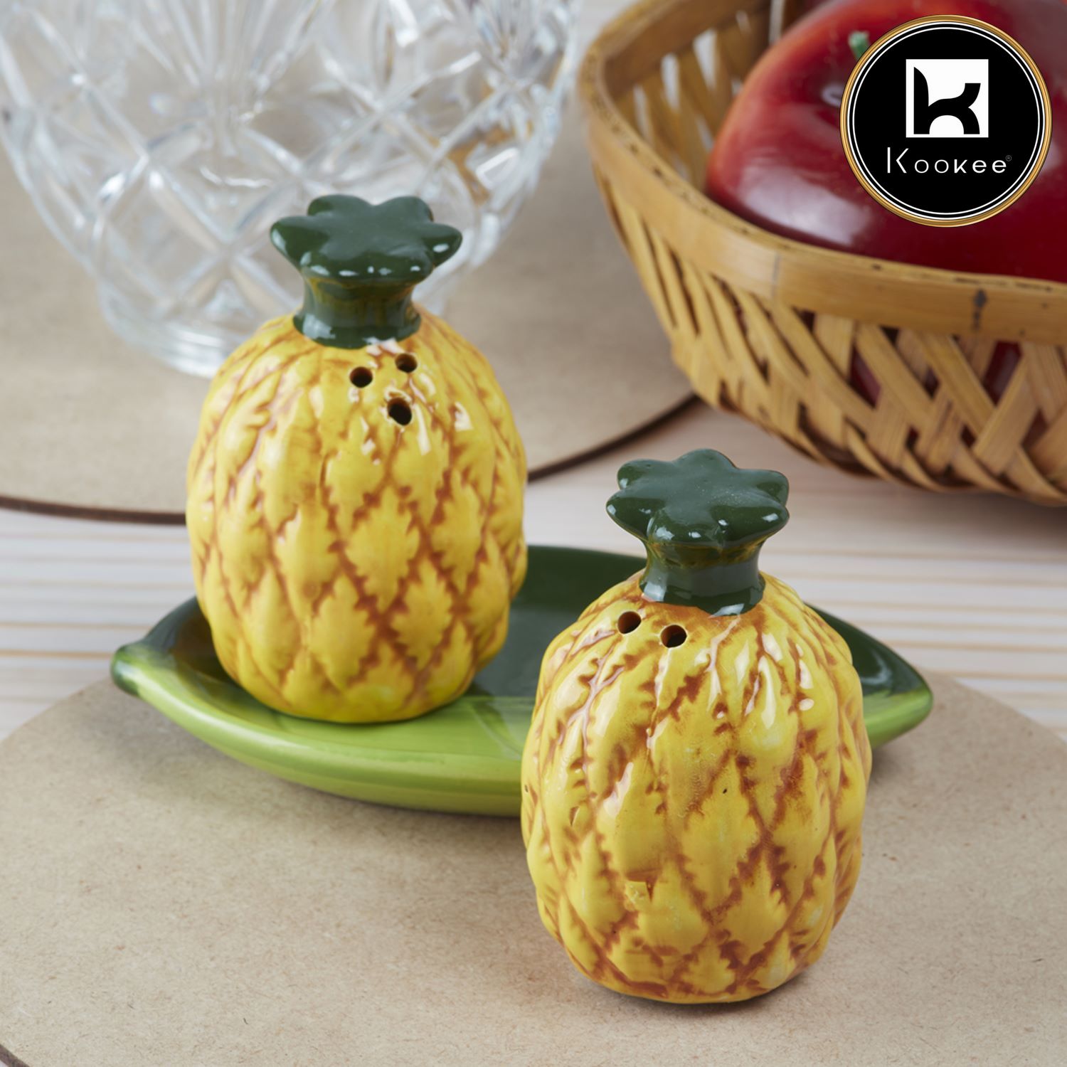 Ceramic Salt Pepper Container Set with tray (V-SALT-011-4)