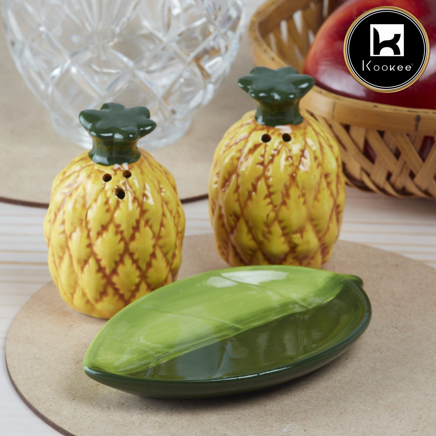 Ceramic Salt Pepper Container Set with tray (V-SALT-011-4)