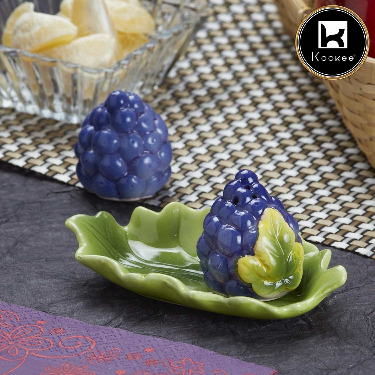Ceramic Salt Pepper Container Set with tray (V-SALT-011-5)