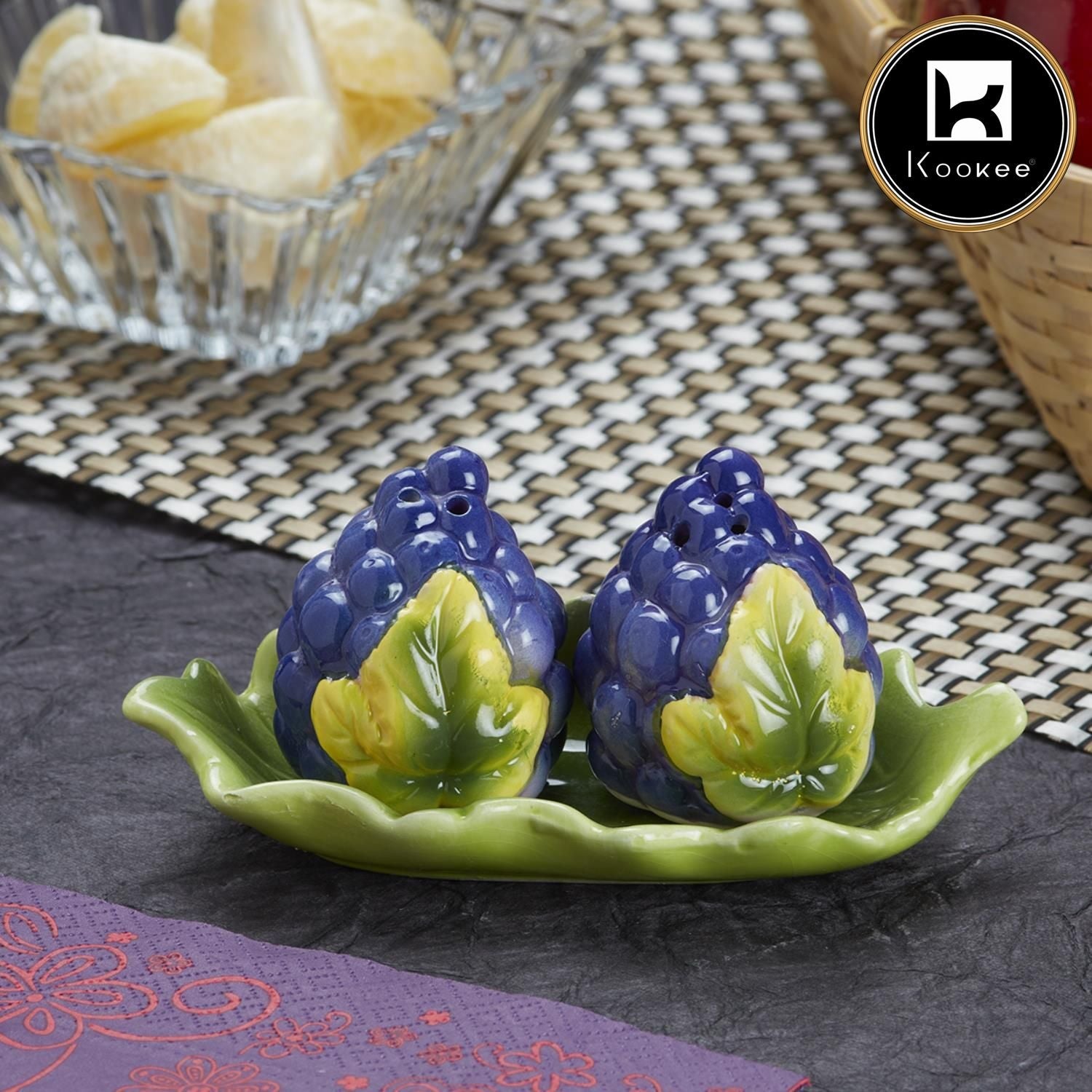 Ceramic Salt Pepper Container Set with tray (V-SALT-011-5)
