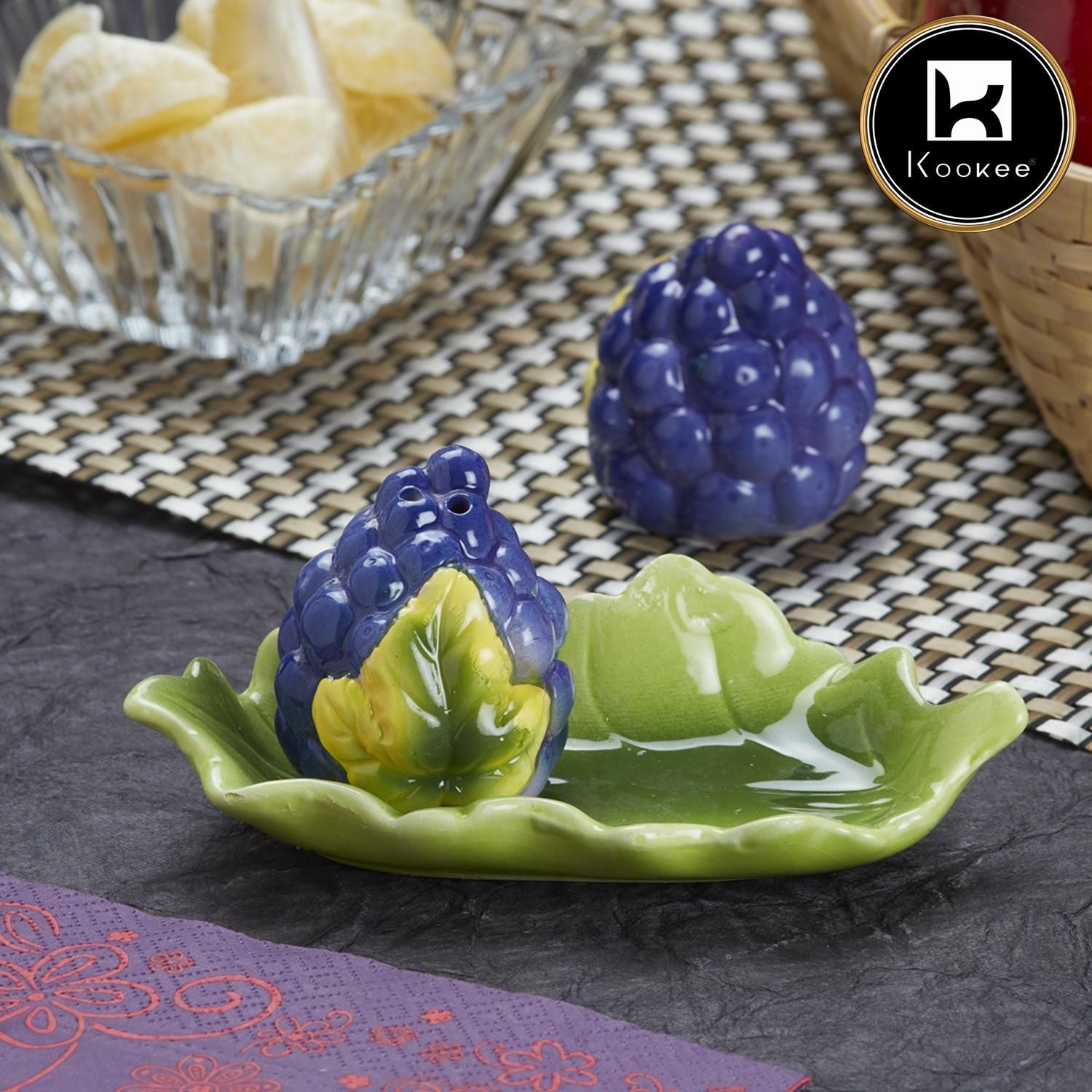 Ceramic Salt Pepper Container Set with tray (V-SALT-011-5)