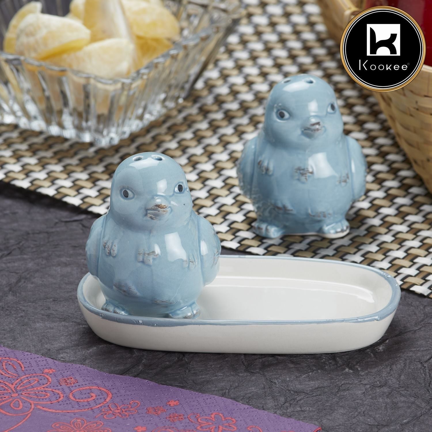 Ceramic Salt Pepper Container Set with tray (9975)