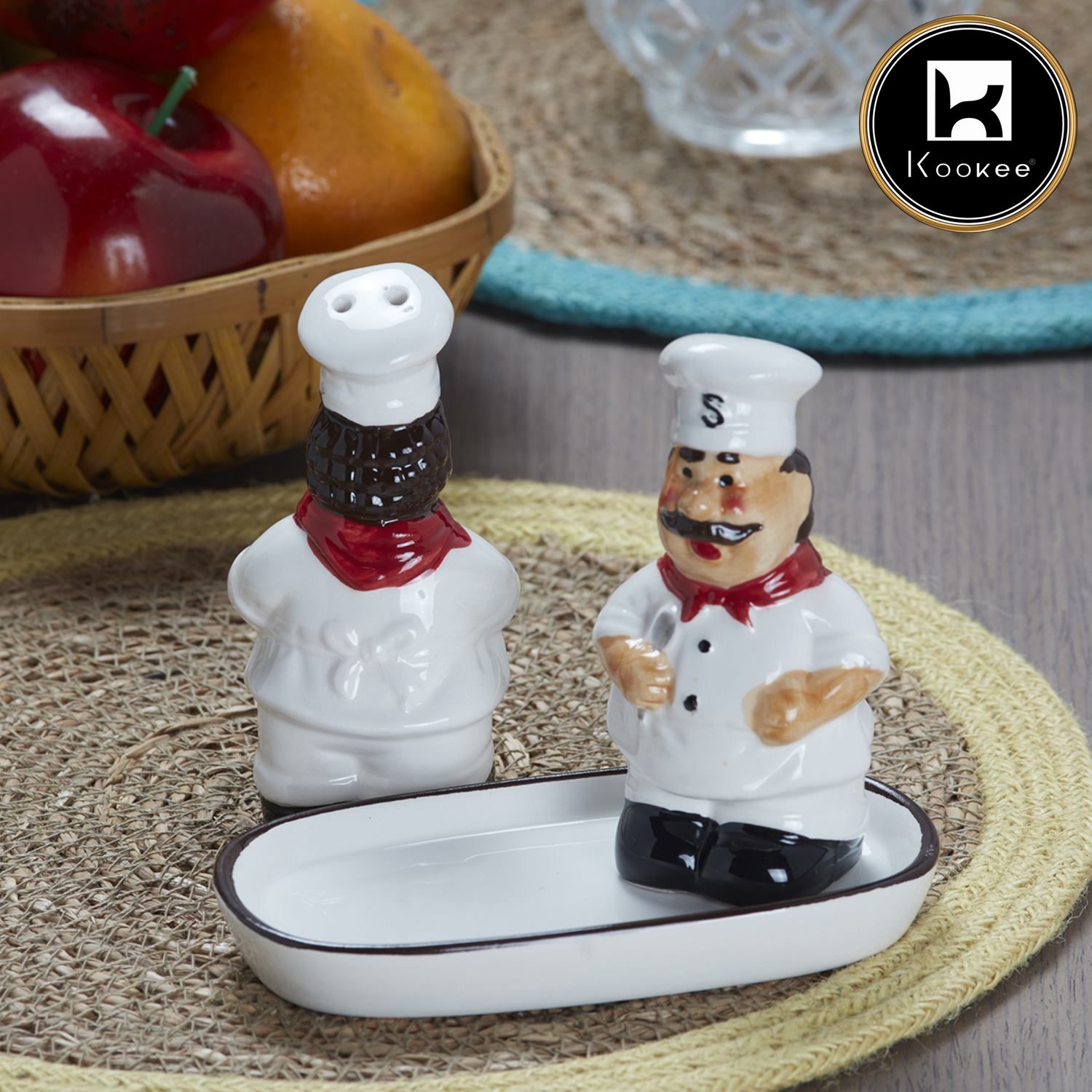 Ceramic Salt Pepper Container Set with tray (9980)