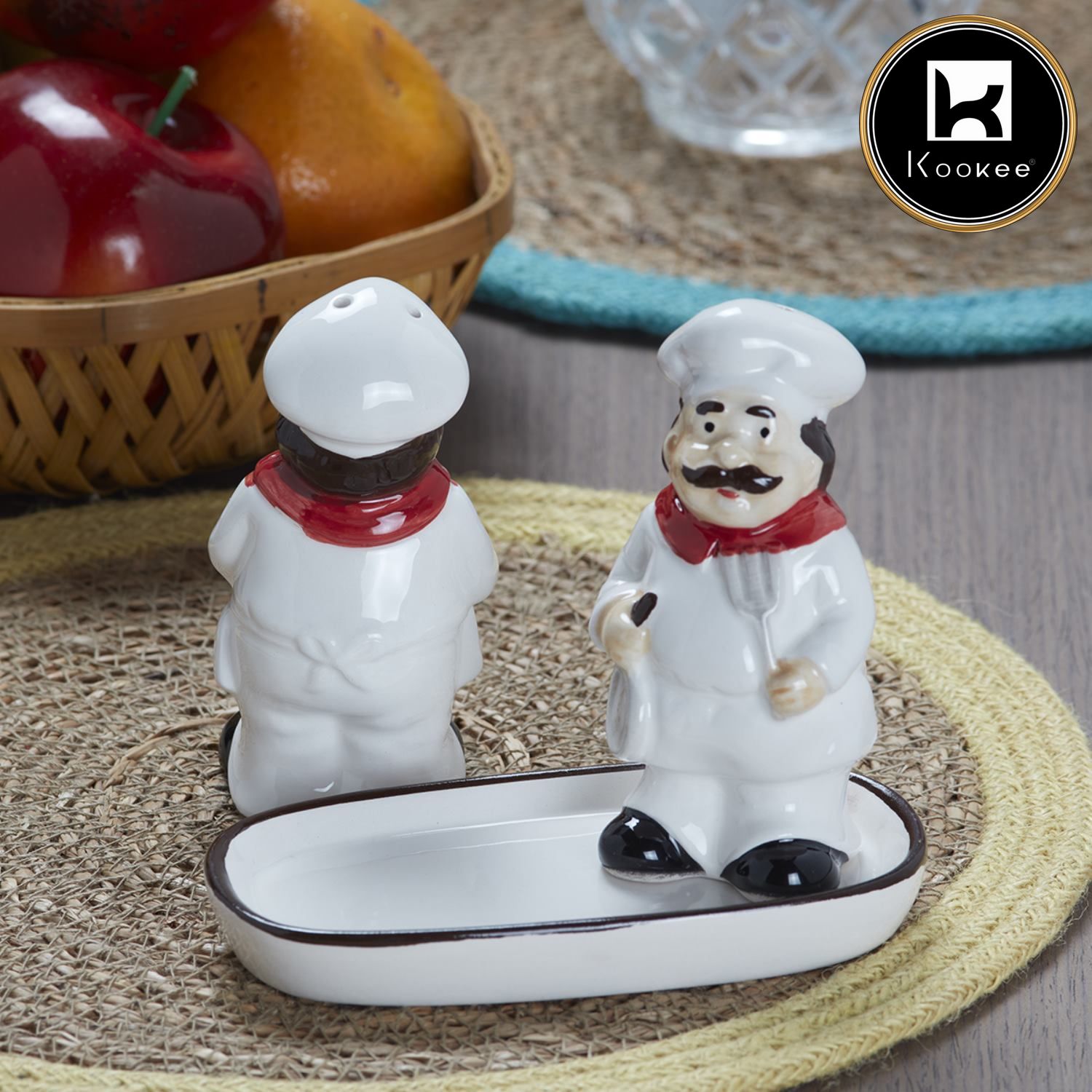 Ceramic Salt Pepper Container Set with tray (9988)