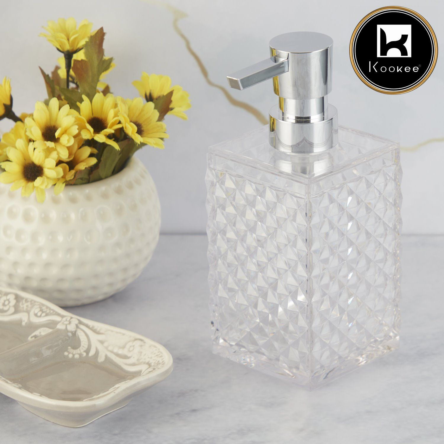 Kookee Acrylic Soap Dispensers, Transparent, ART09994